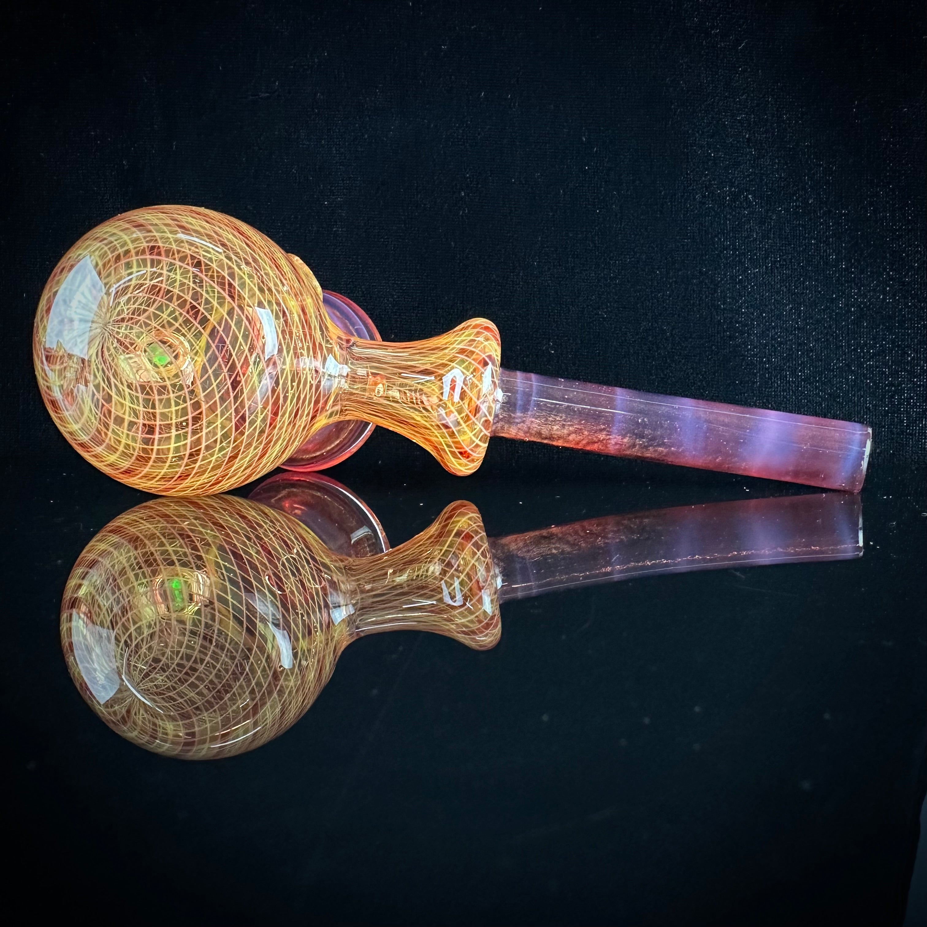 "Phoenix over Icy White Satin" Reticello Sherlock by Crux Glass
