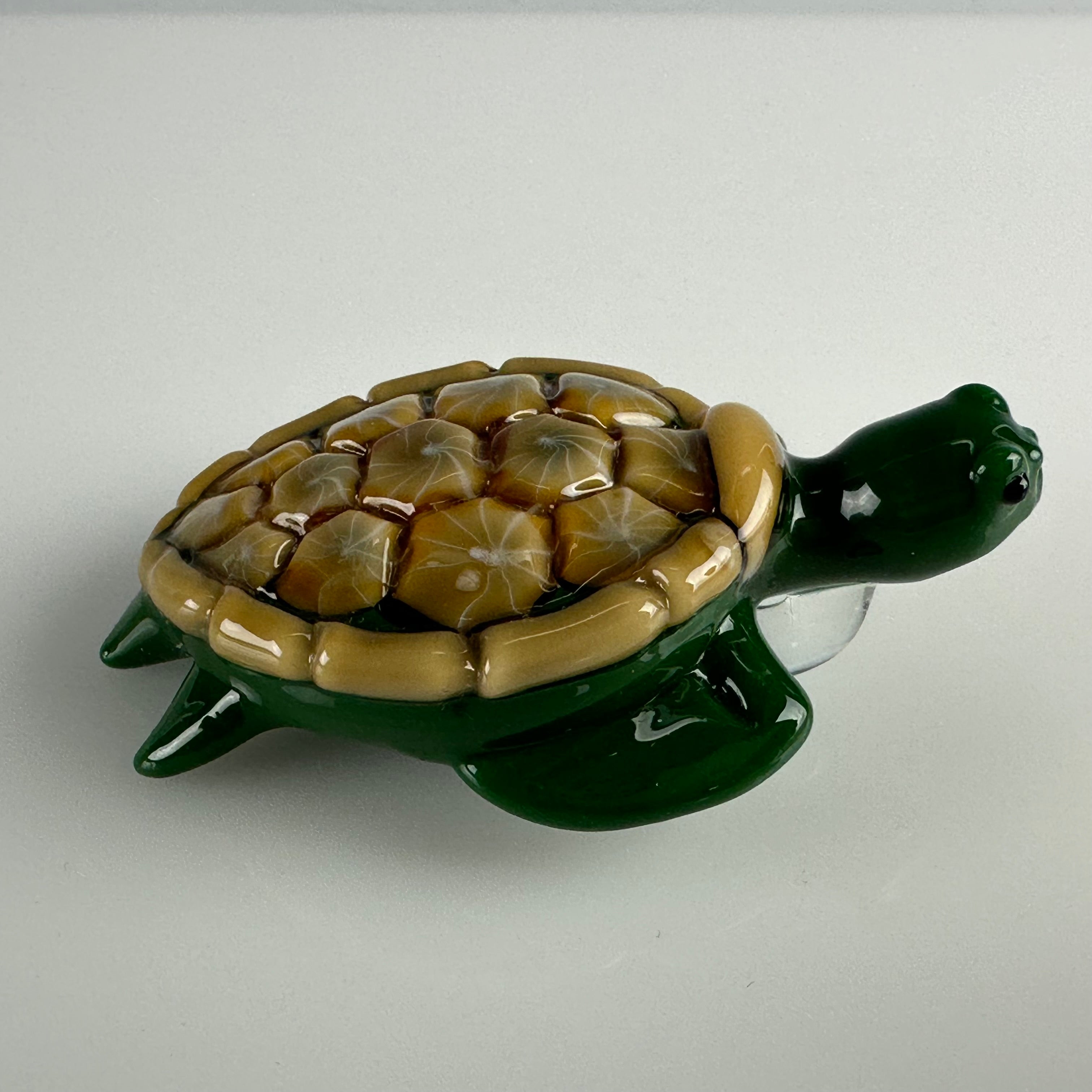 Forrest Green & Caramel Sea Turtle Pendant by Turtle Time Glass
