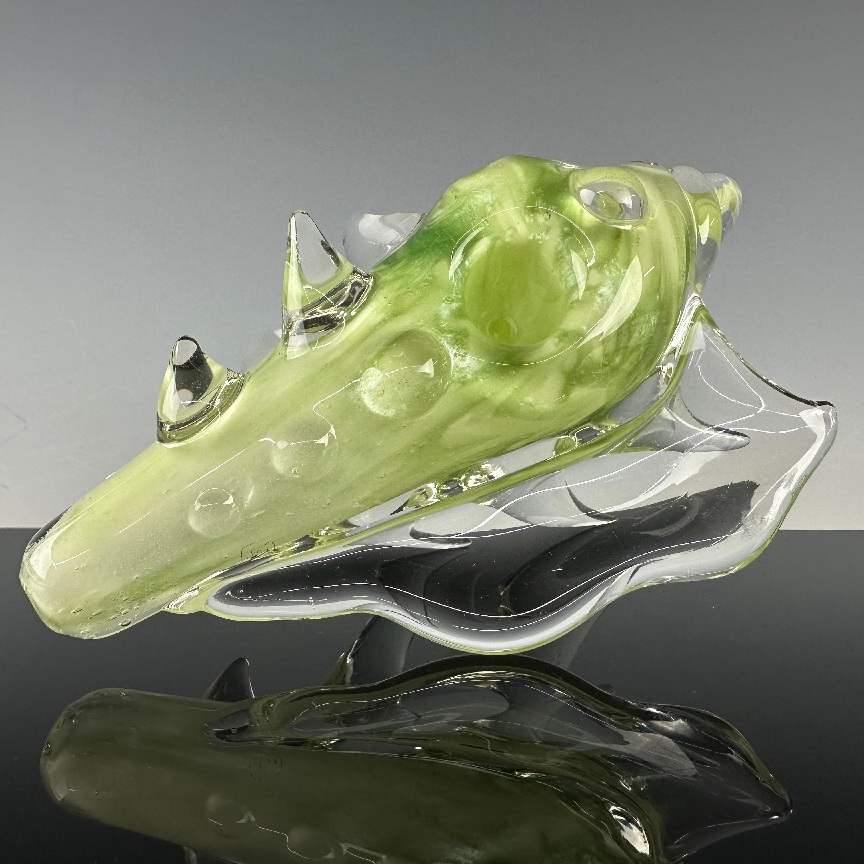 "Slyme & Sparkly Moss" Spiked Seashell Handpipe by Christina Cody