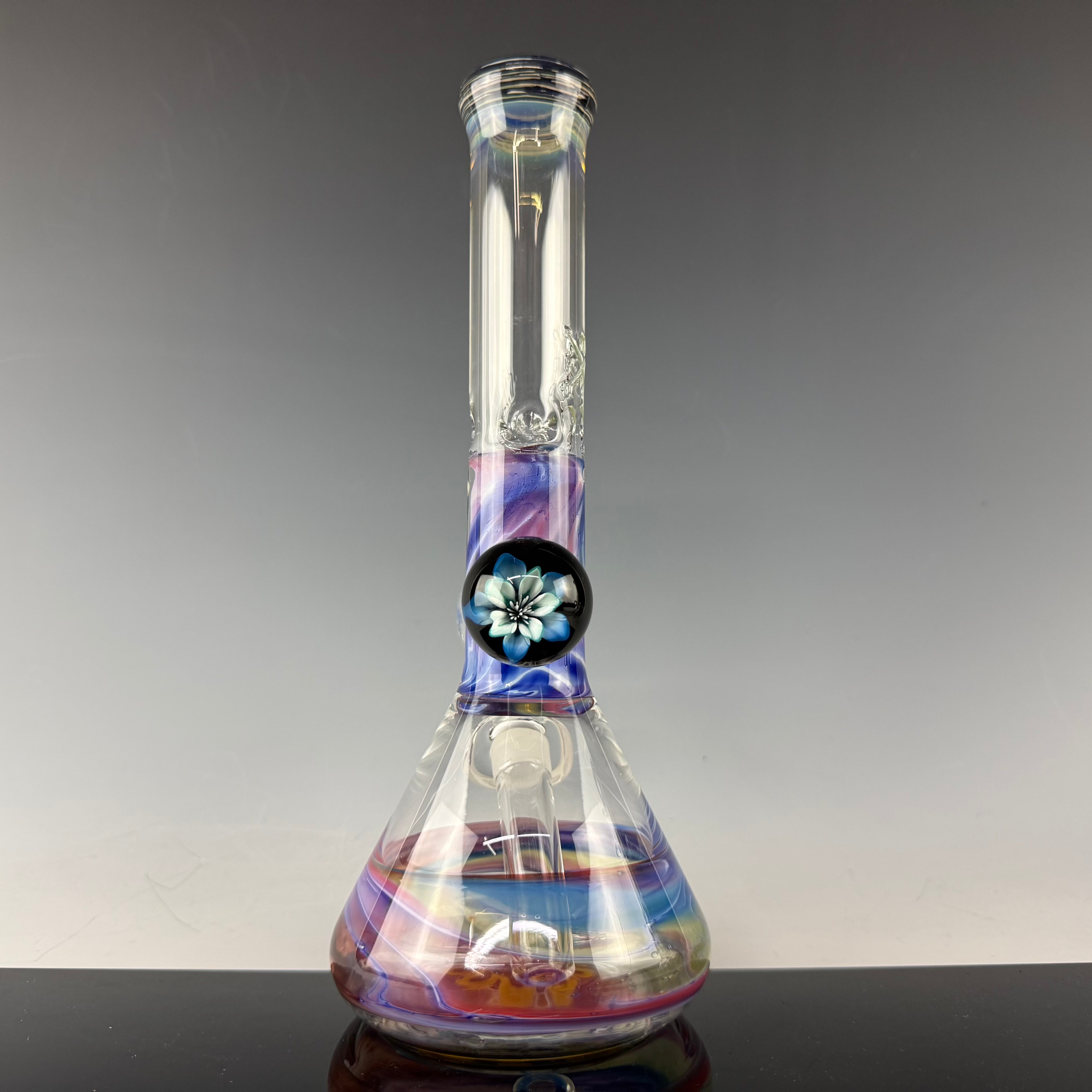 Worked Beaker W/ Implosion Marble #2 by Mary Jane's Glass X Nobody Glass