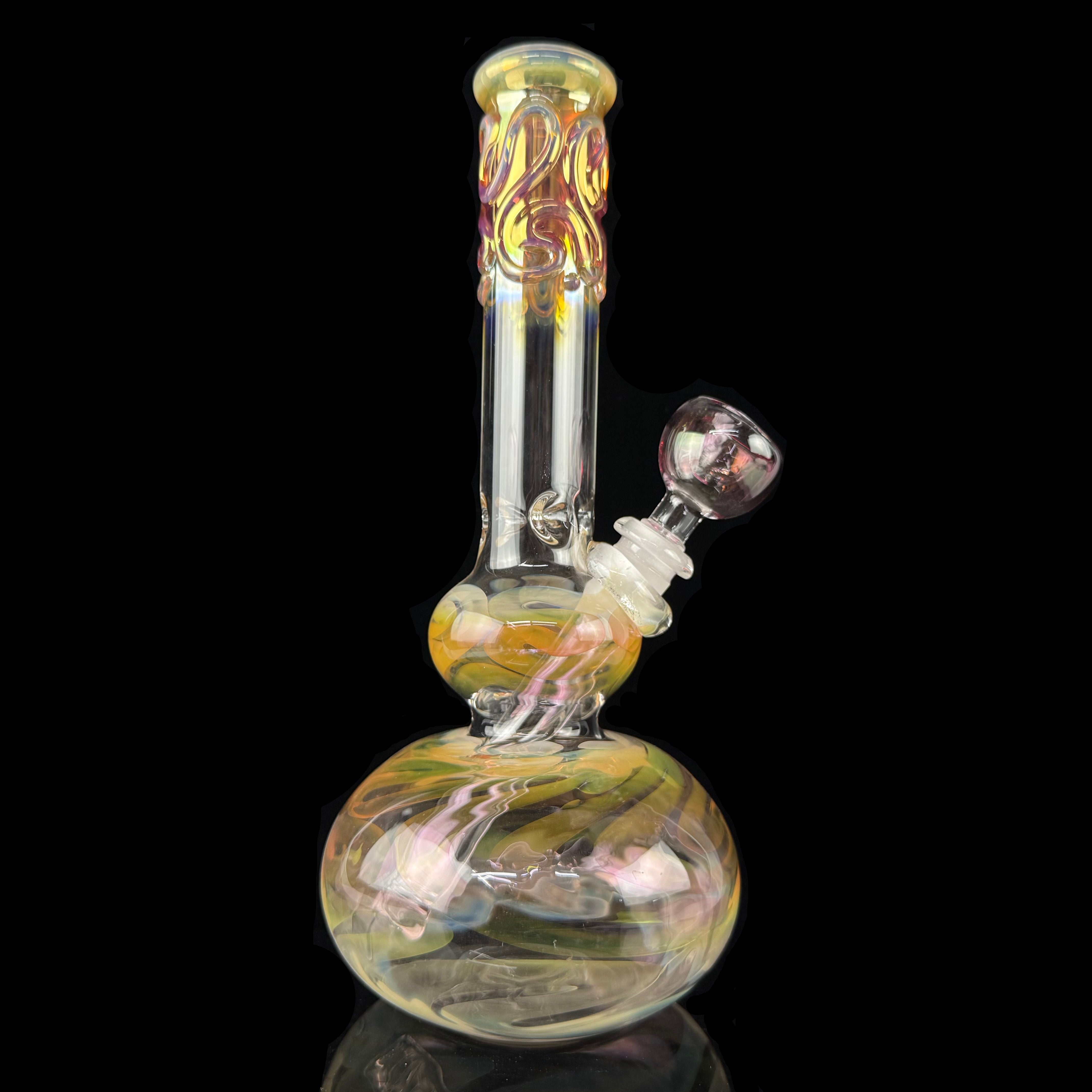 Gold Fumed 32mm Double Bubble Waterpipe by Mary Jane's Glass