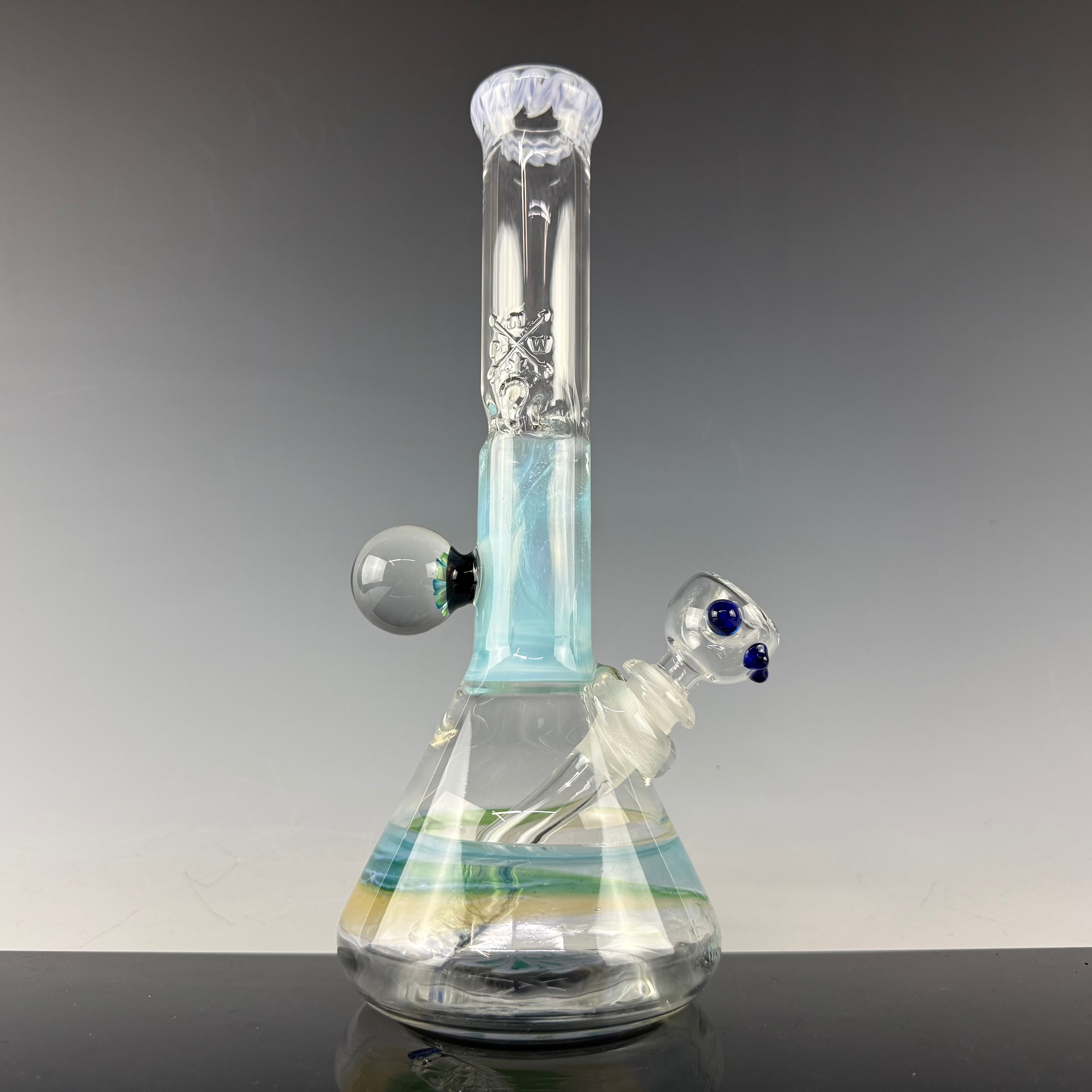 Worked Beaker W/ Implosion Marble #3 by Mary Jane's Glass X Nobody Glass