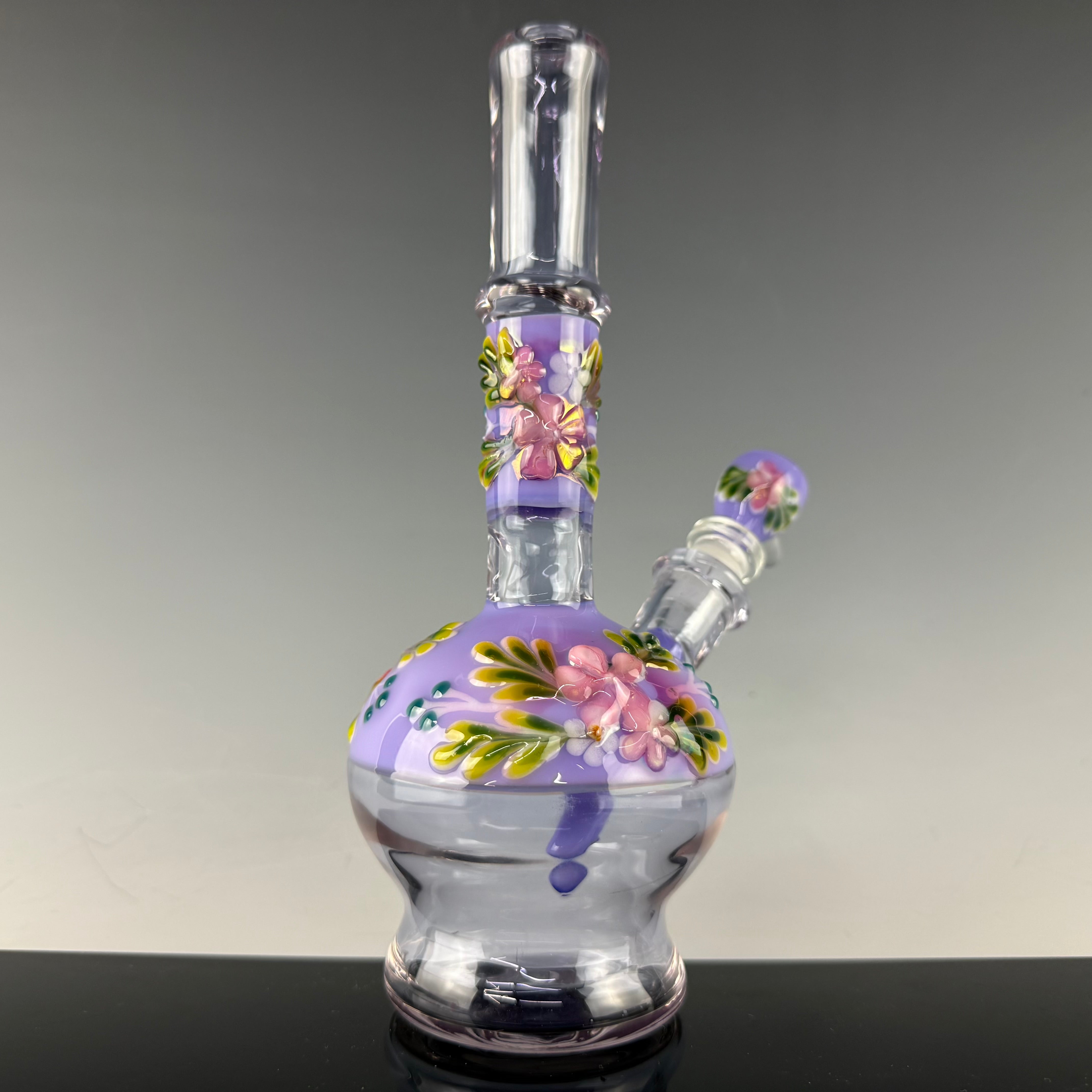 Purple "Floral" Flask by Sarita Glass