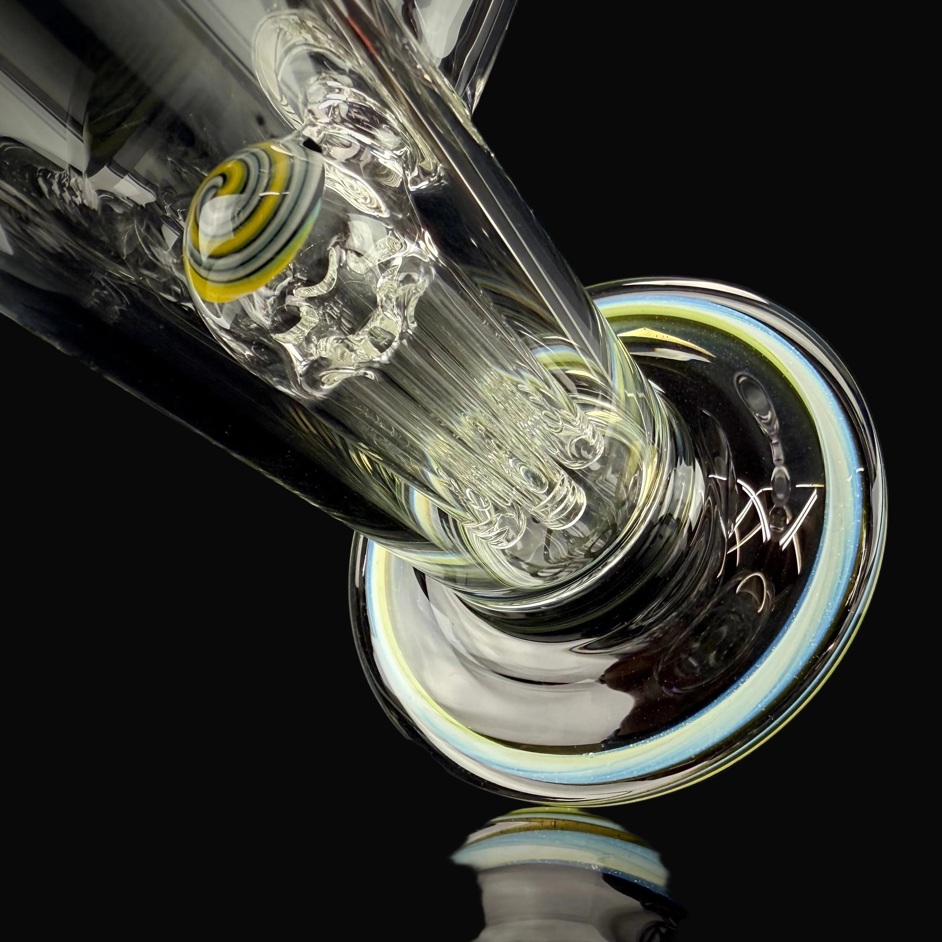 "White & Green Sparkle" (Worked) 7/13 Waterpipe by Toro Glass