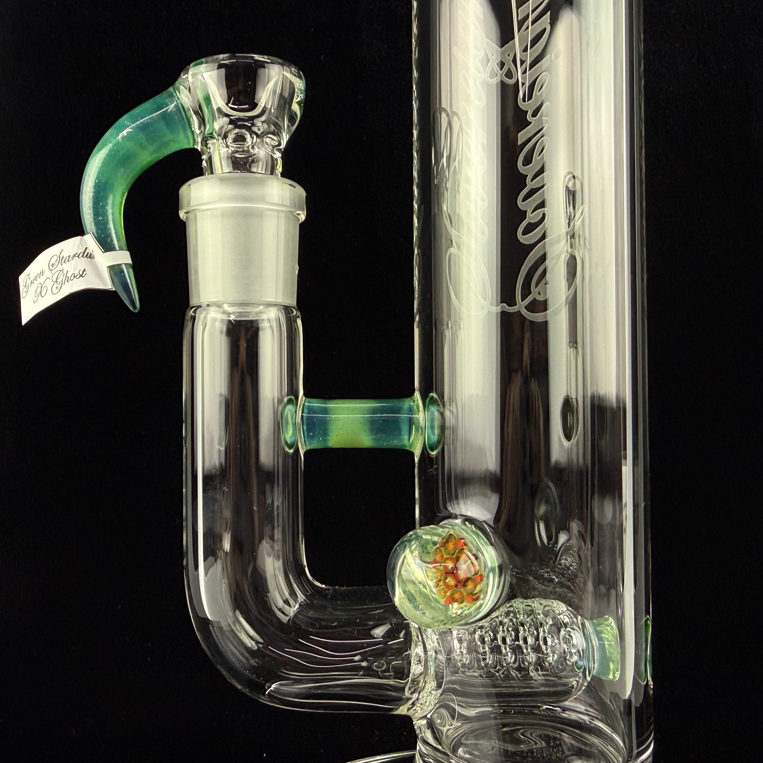 MA "Green Stardust X Ghost" Bishop Stemline 20mm 6 Cut UpGrid + 2 Millies by Sovereignty Glass
