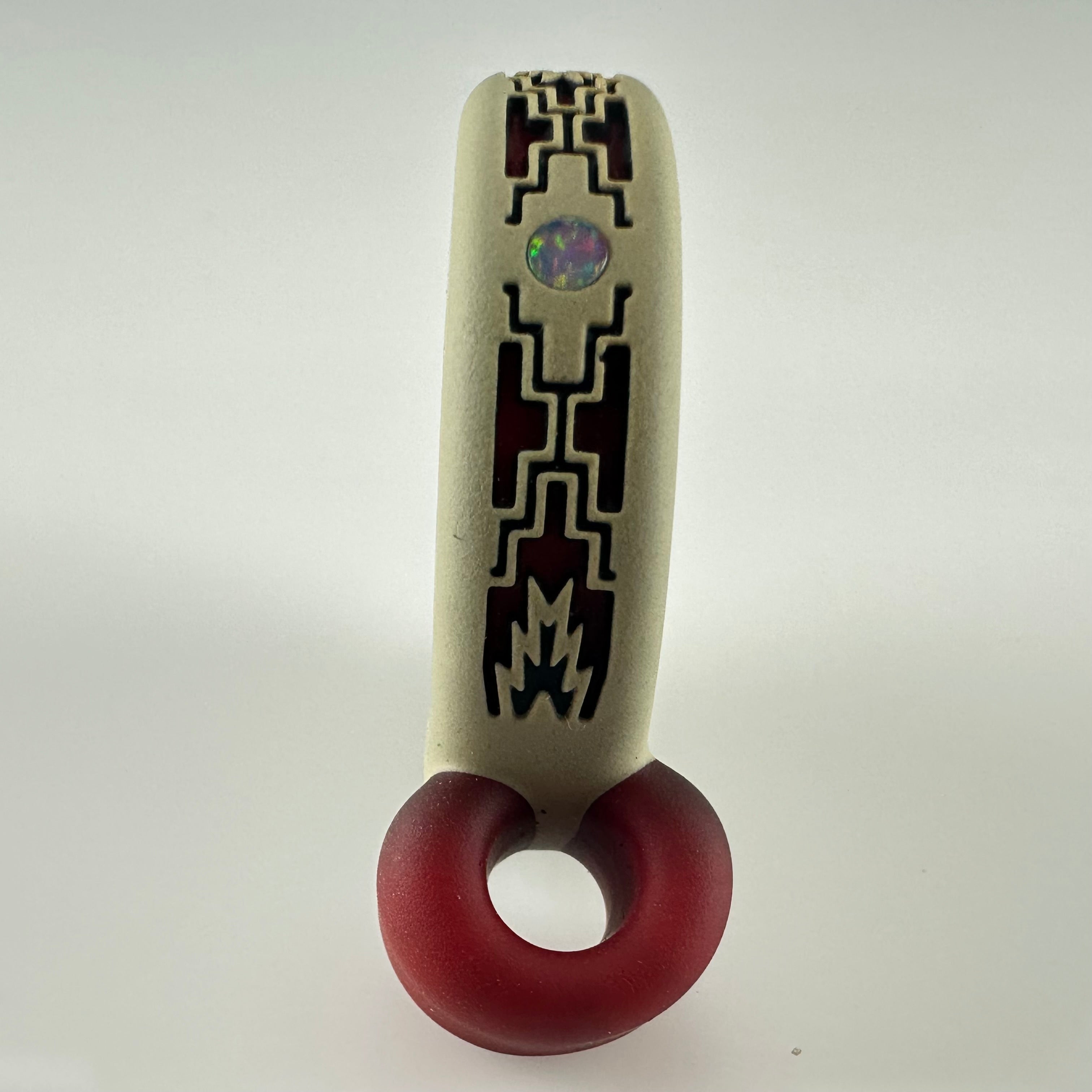 "Nahui Ollin" Sandblasted Pendant by GlassMaze