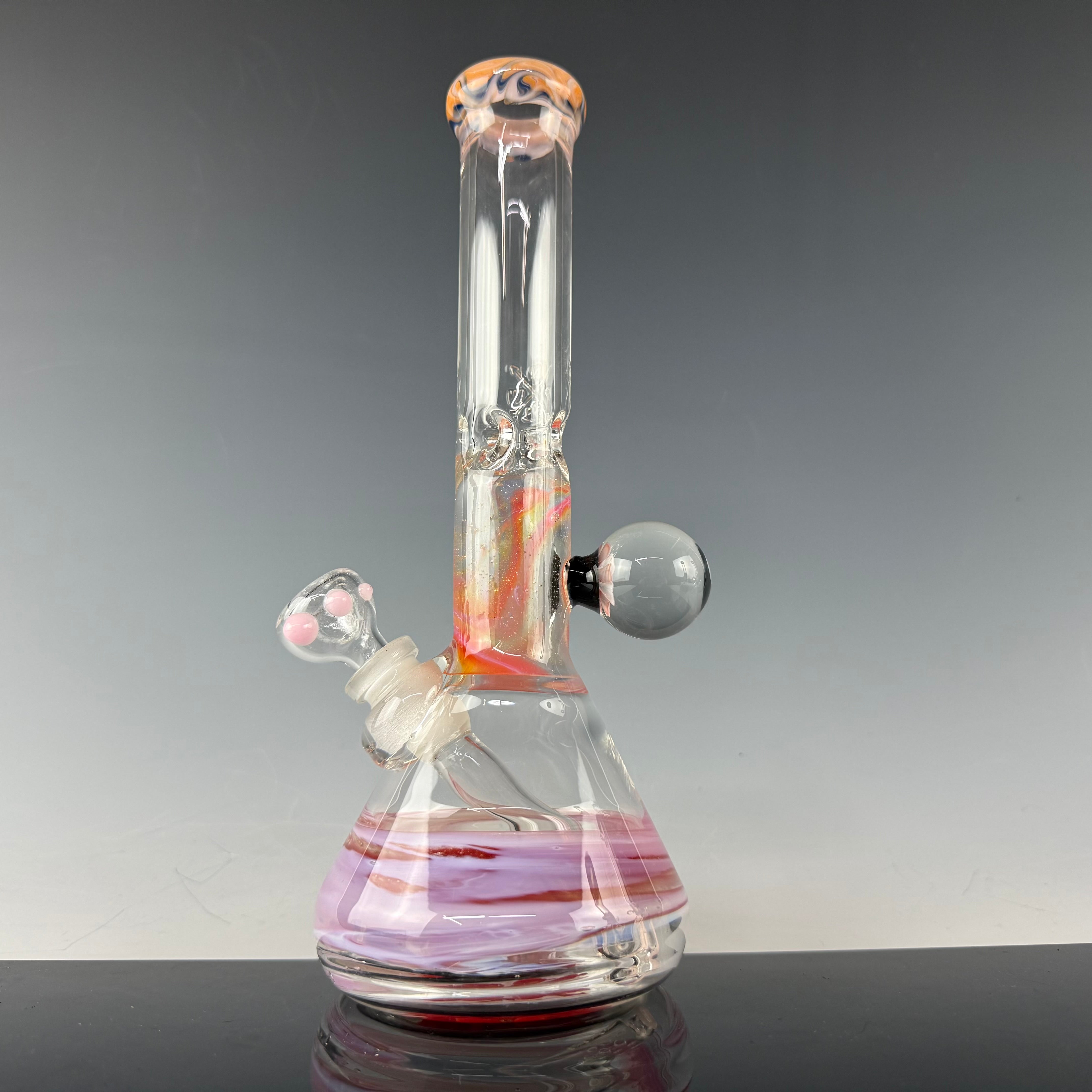 Worked Beaker W/ Implosion Marble #1 by Mary Jane's Glass X Nobody Glass