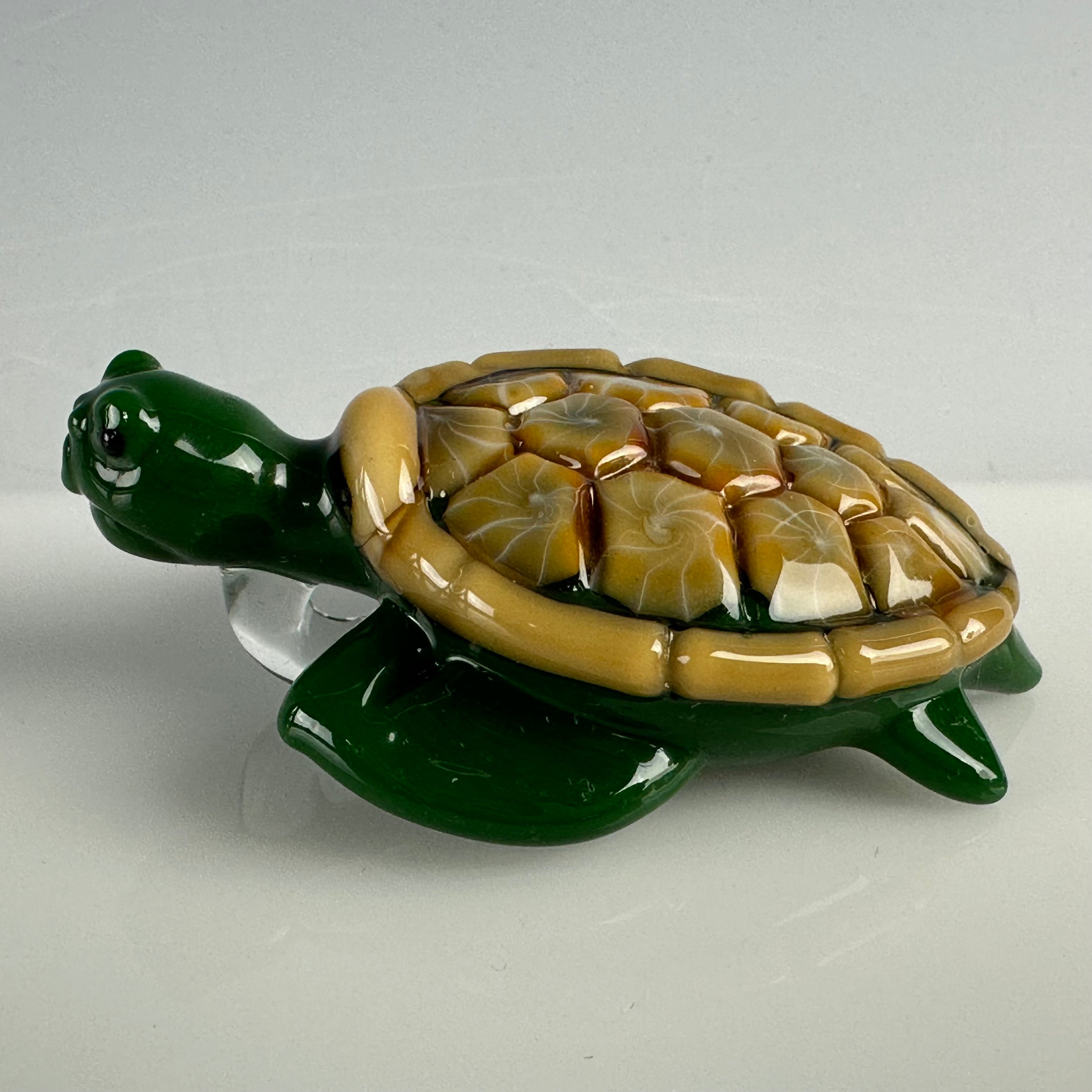 Forrest Green & Caramel Sea Turtle Pendant by Turtle Time Glass
