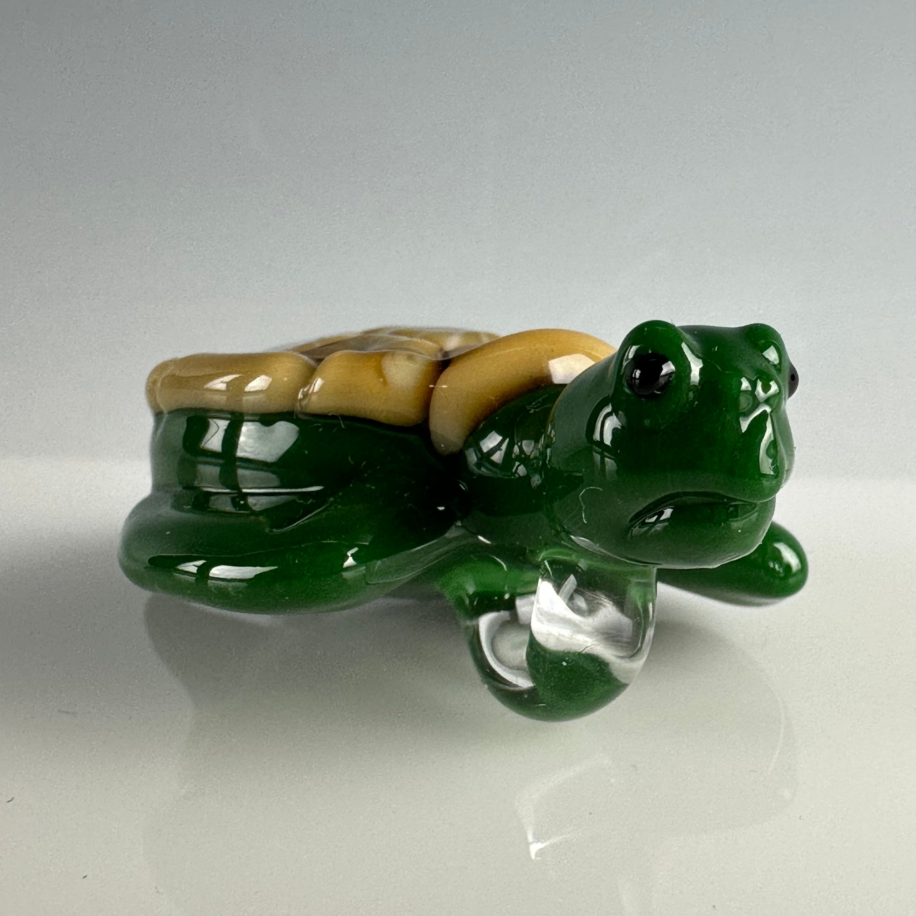 Forrest Green & Caramel Sea Turtle Pendant by Turtle Time Glass
