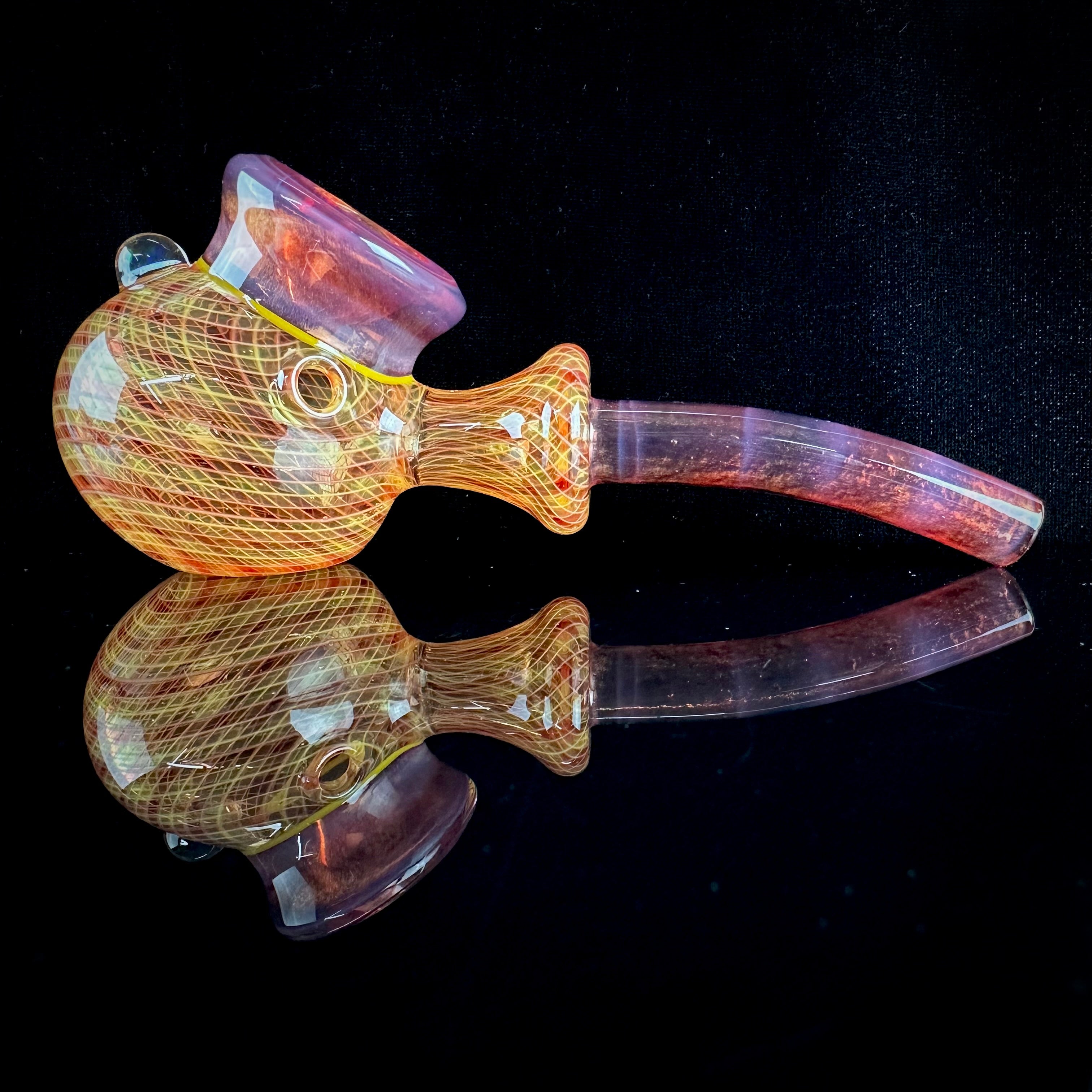 "Phoenix over Icy White Satin" Reticello Sherlock by Crux Glass