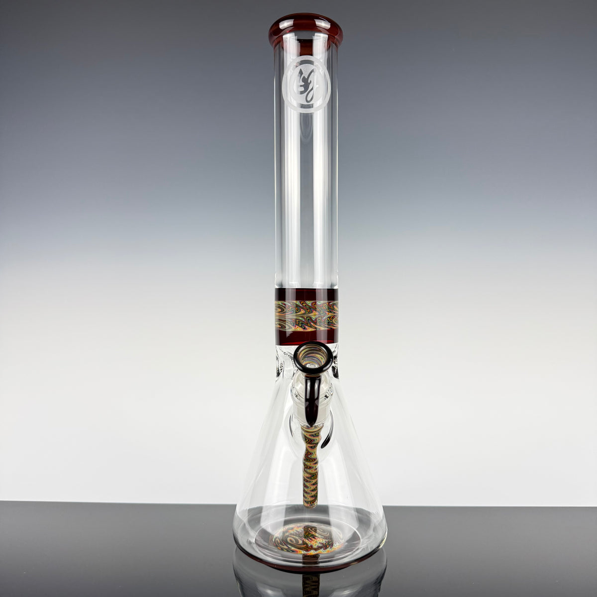 "Red Elvis" Sectional 16" Wig Wag Beaker by OJ Flame