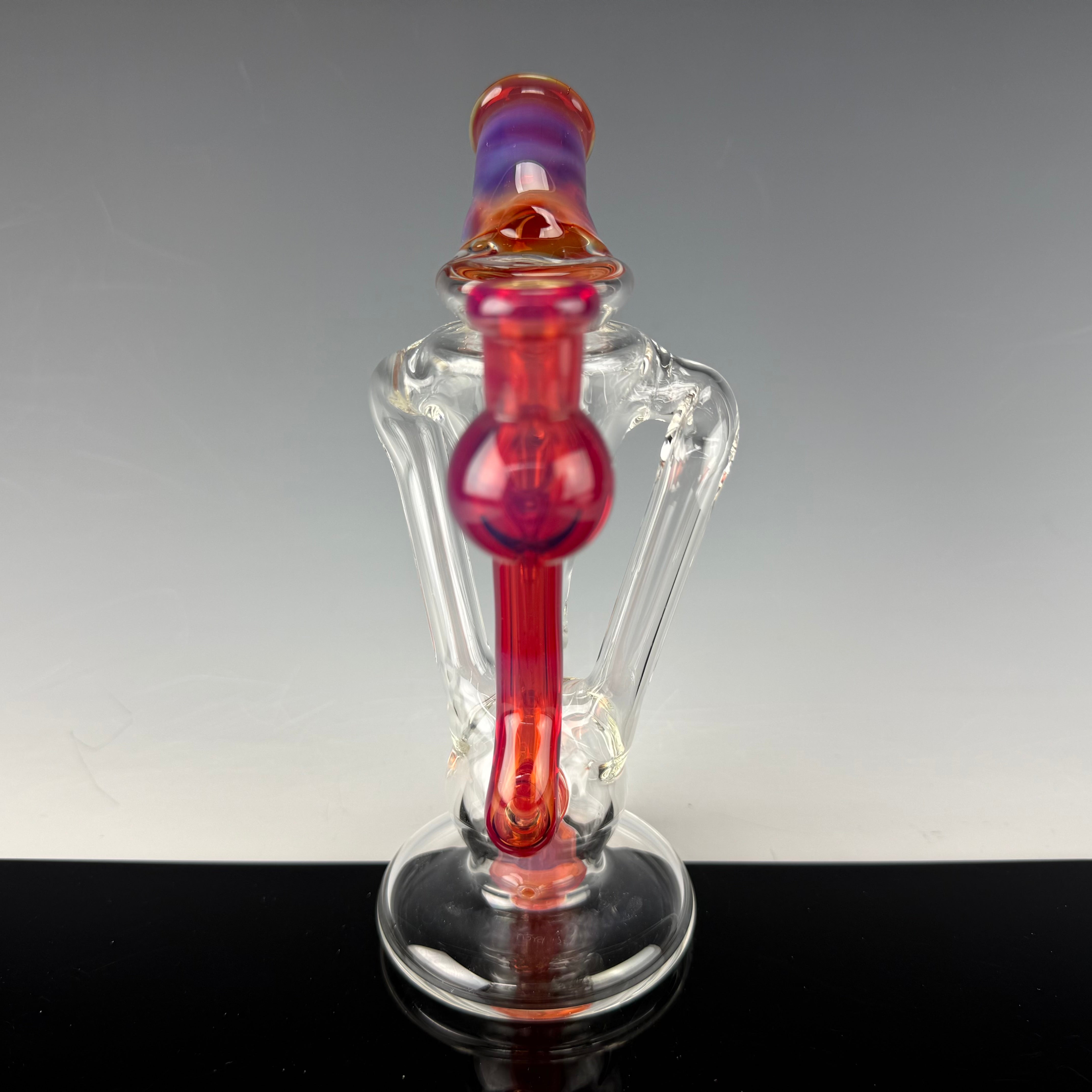 "Exp. Light Yellow over NS Orange Wondertube" Dual Uptake Floating Recycler by N3rd Glass