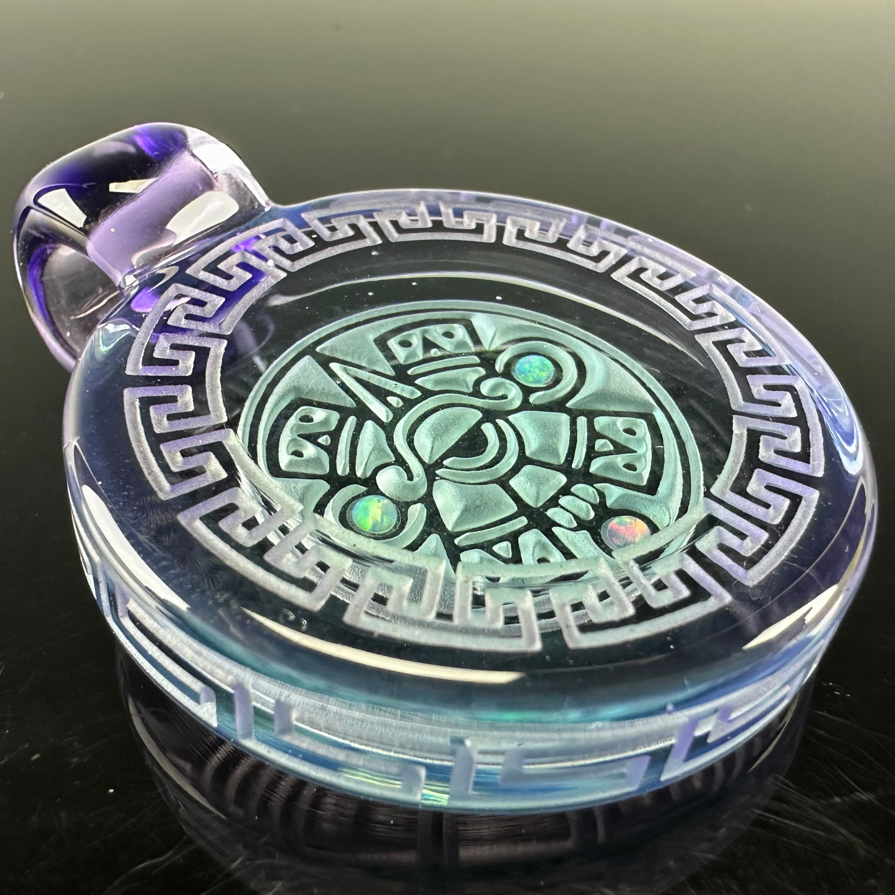 "Nahui Ollin Mayan" Pendant by GlassMaze