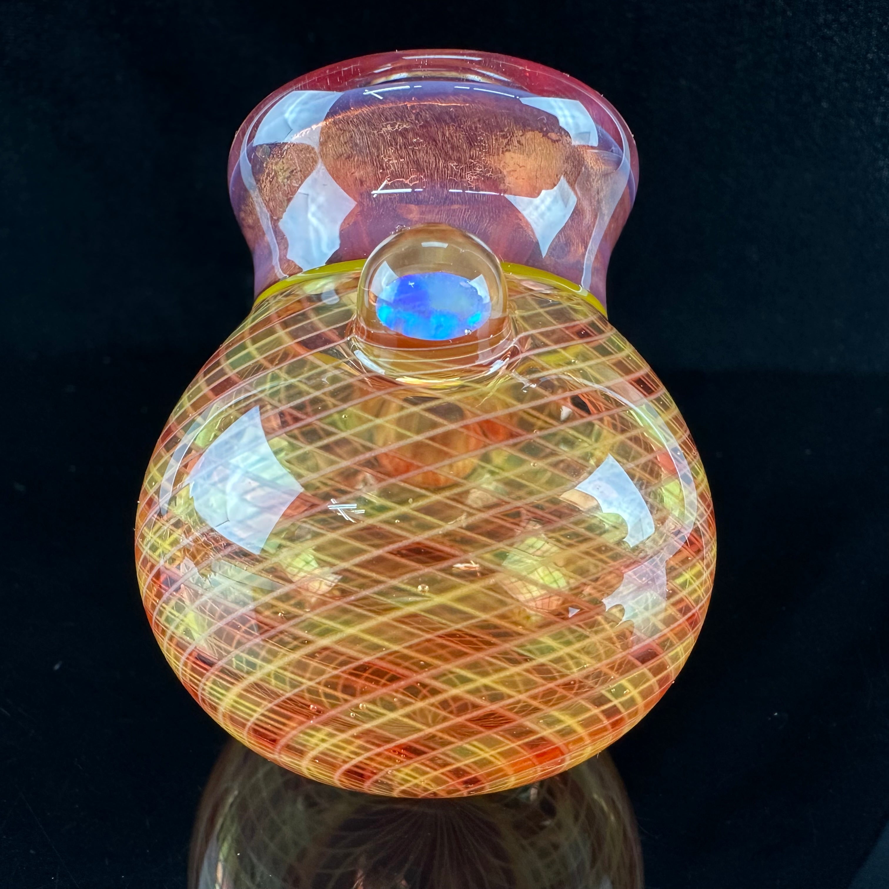 "Phoenix over Icy White Satin" Reticello Sherlock by Crux Glass