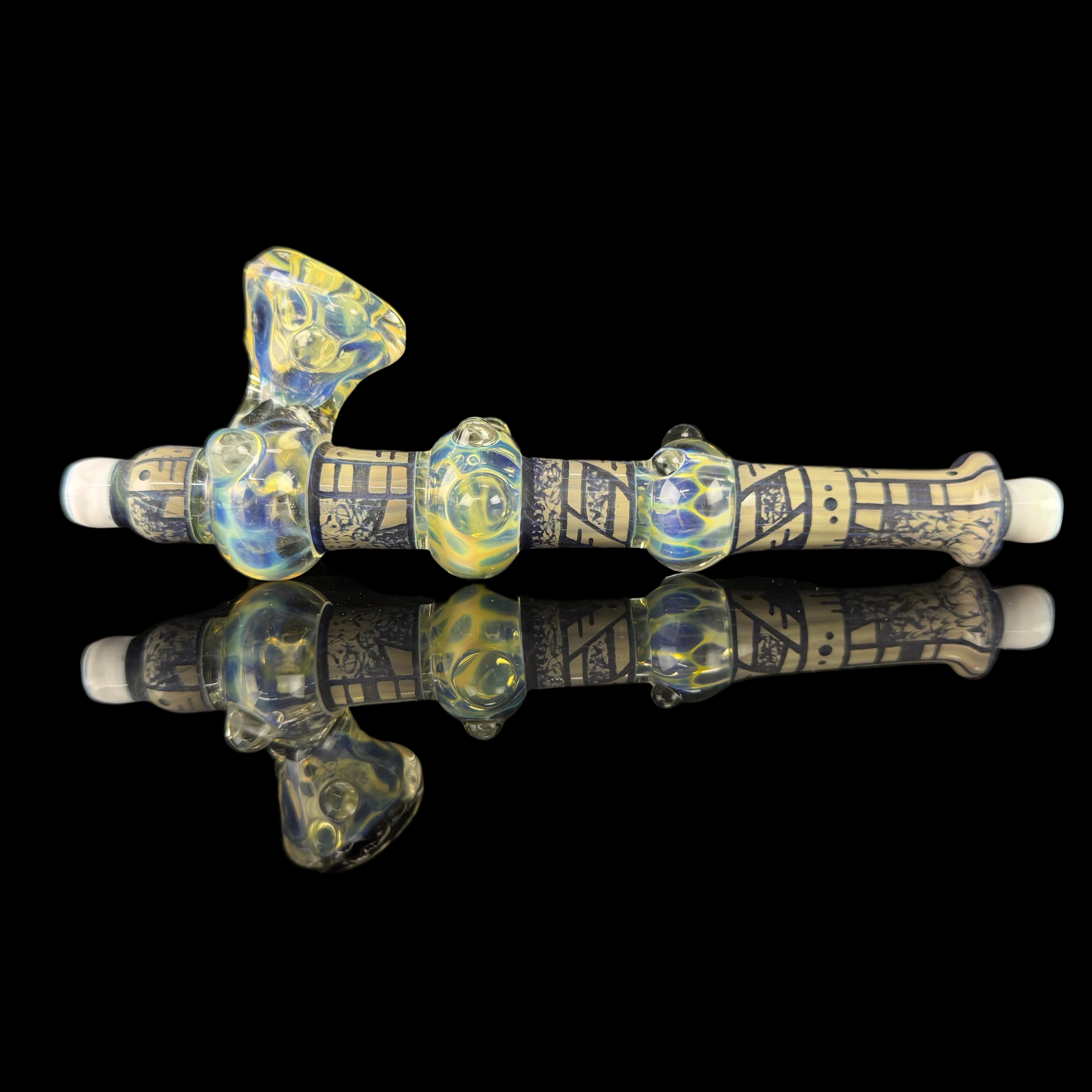 Large "Fume, Blue Moon, Dense Ghost" Peace Pipe by Corey Clark