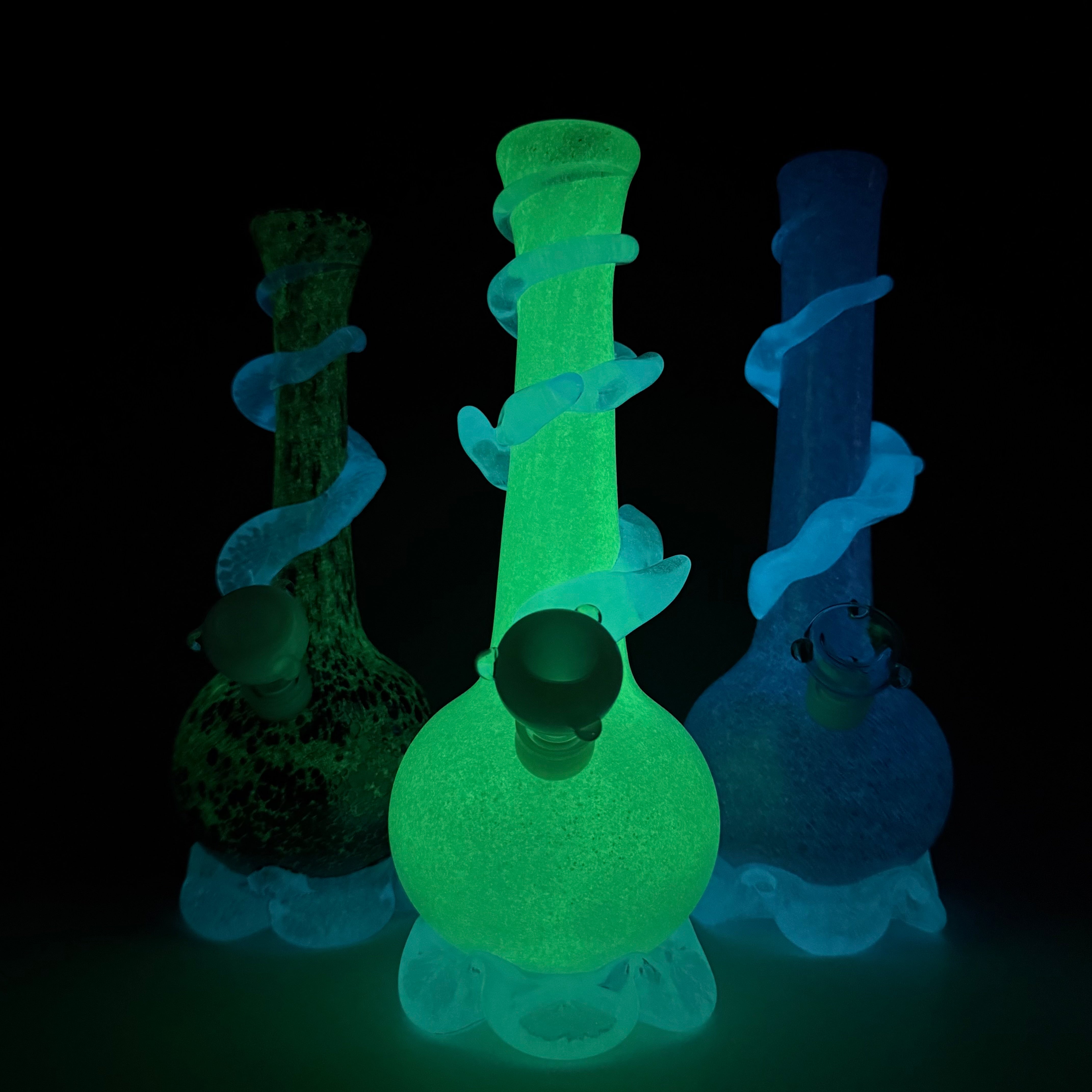 Glow In The Dark Waterpipe by Noble Glass