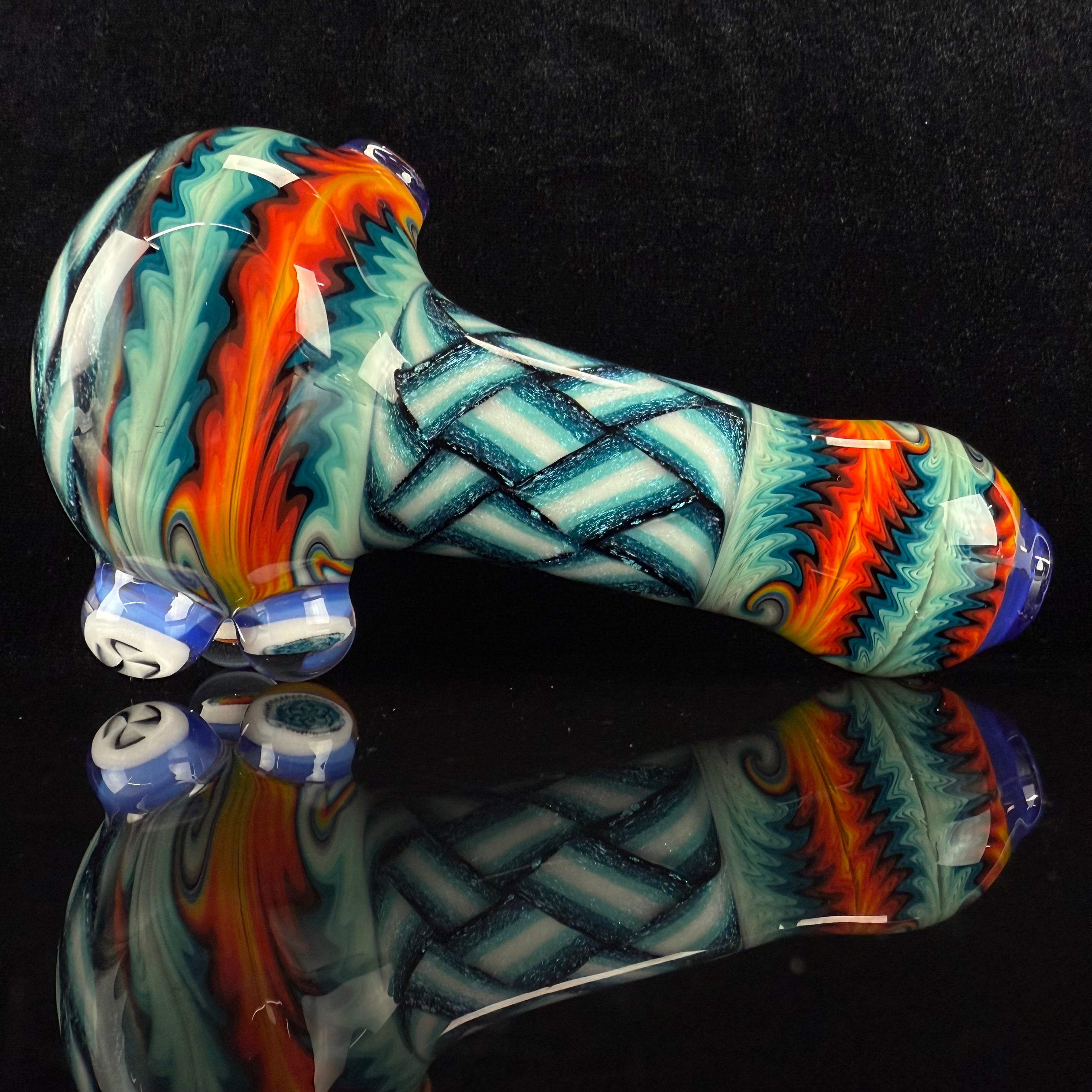 9 Section Heady Basket Weave Spoon #1 by KJH Glass