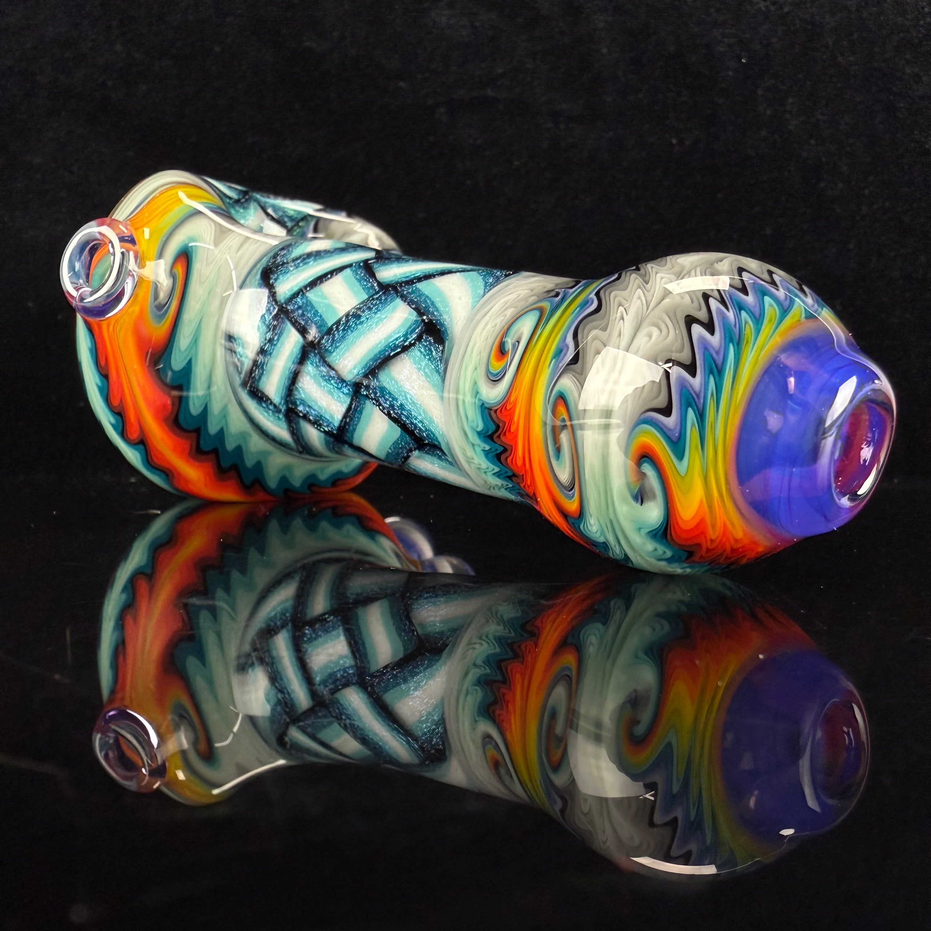 9 Section Heady Basket Weave Spoon #1 by KJH Glass