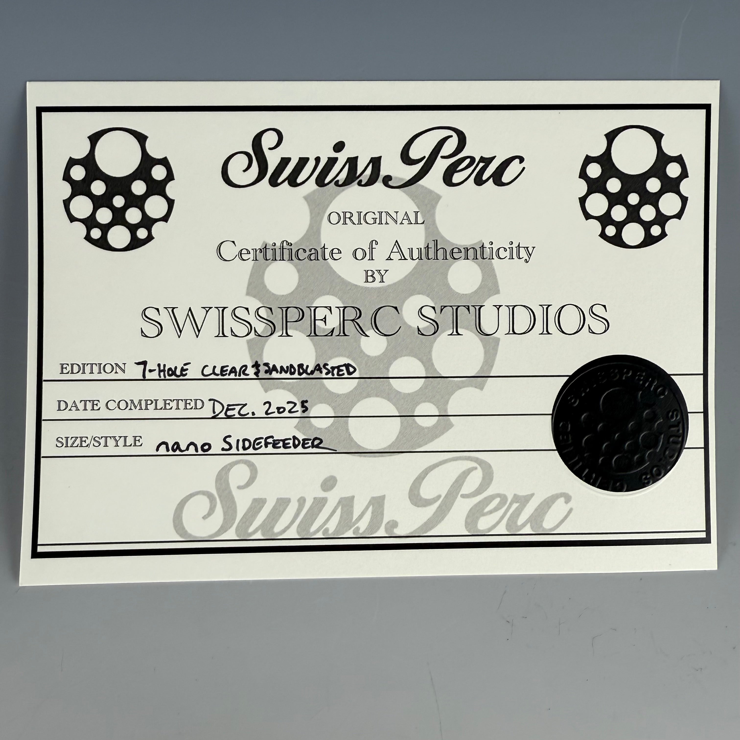 "Sandblasted 10mm Nano Sidefeeder" 7 Hole Waterpipe by Swiss Perc