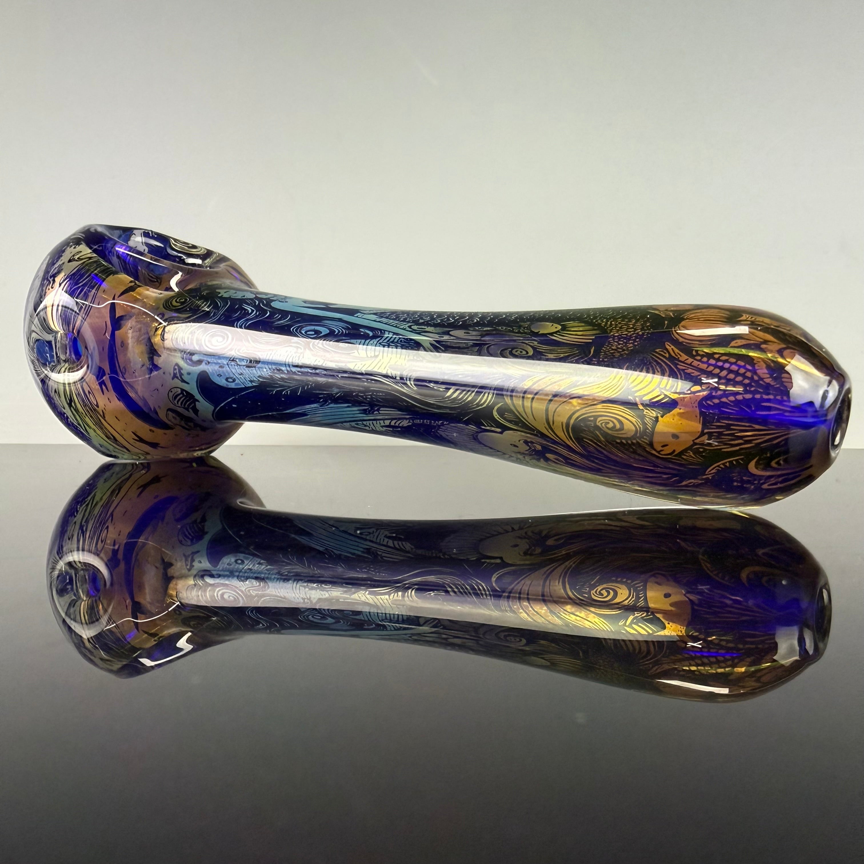 "Mermaid" Laser Etched Handpipe by Elevator Glass