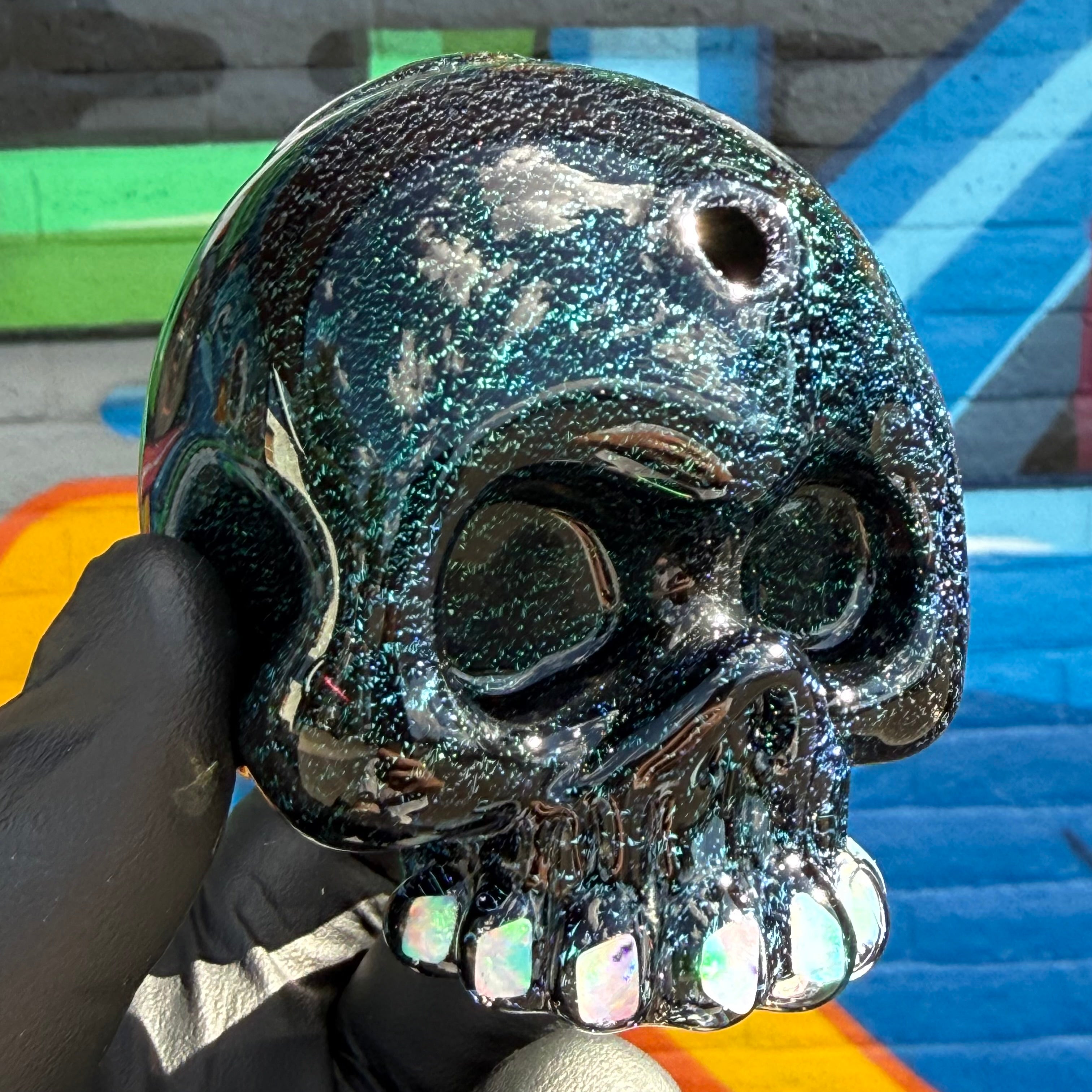"Green Dichroic over Black" Skull Shredder by Carsten Carlile