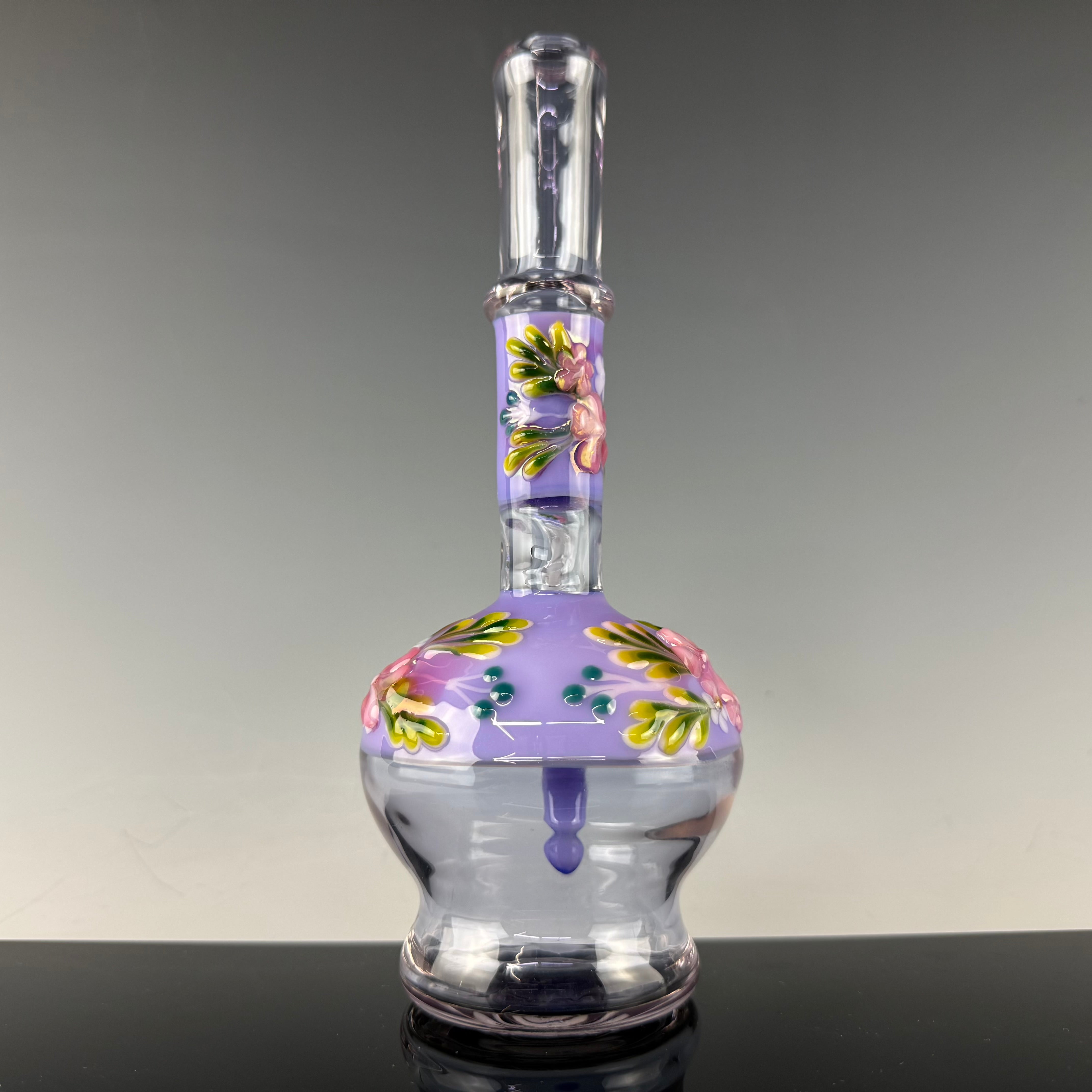 Purple "Floral" Flask by Sarita Glass