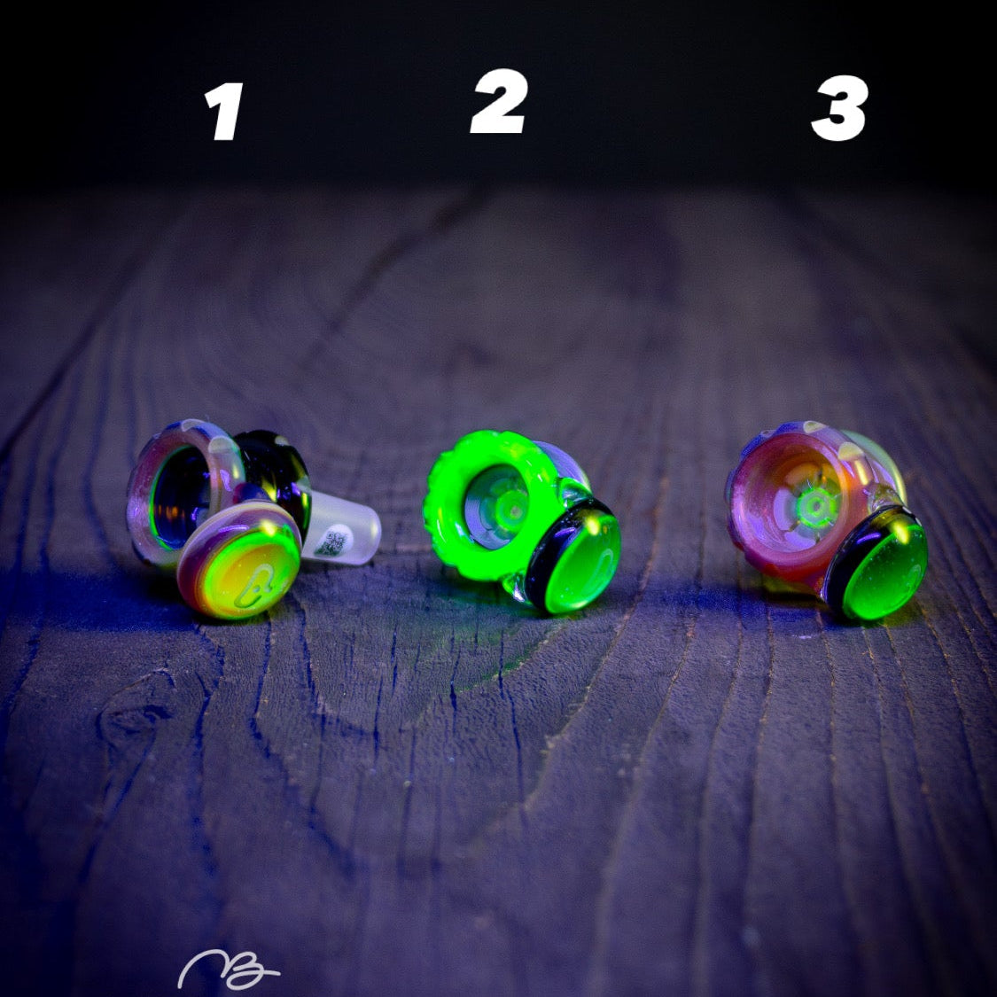 Coldworked 14mm "Elements" Color Multi-hole Slide by Mobius Glass