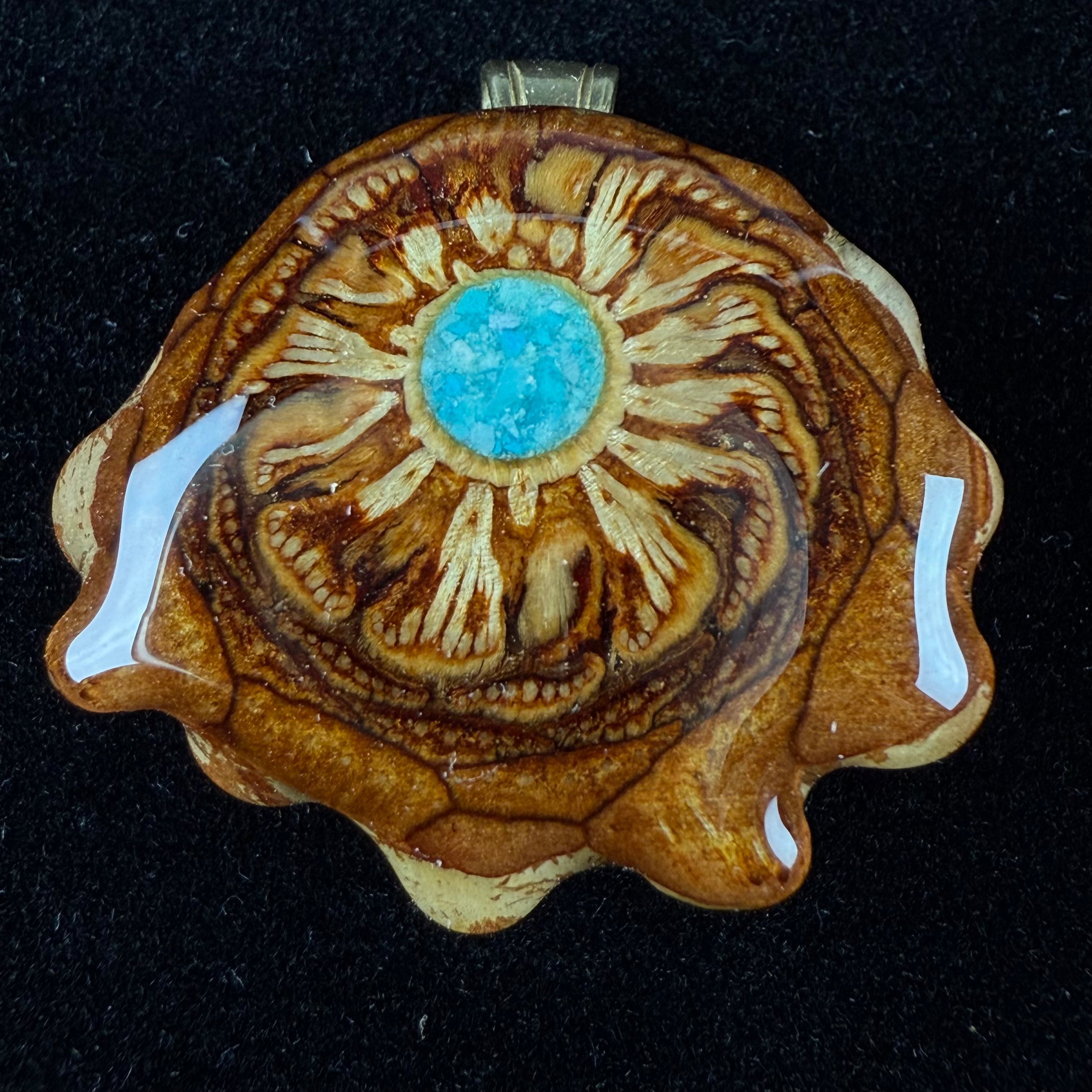 *Mini* Crushed Turquiose (Glow) Pendant by Third Eye Pinecones