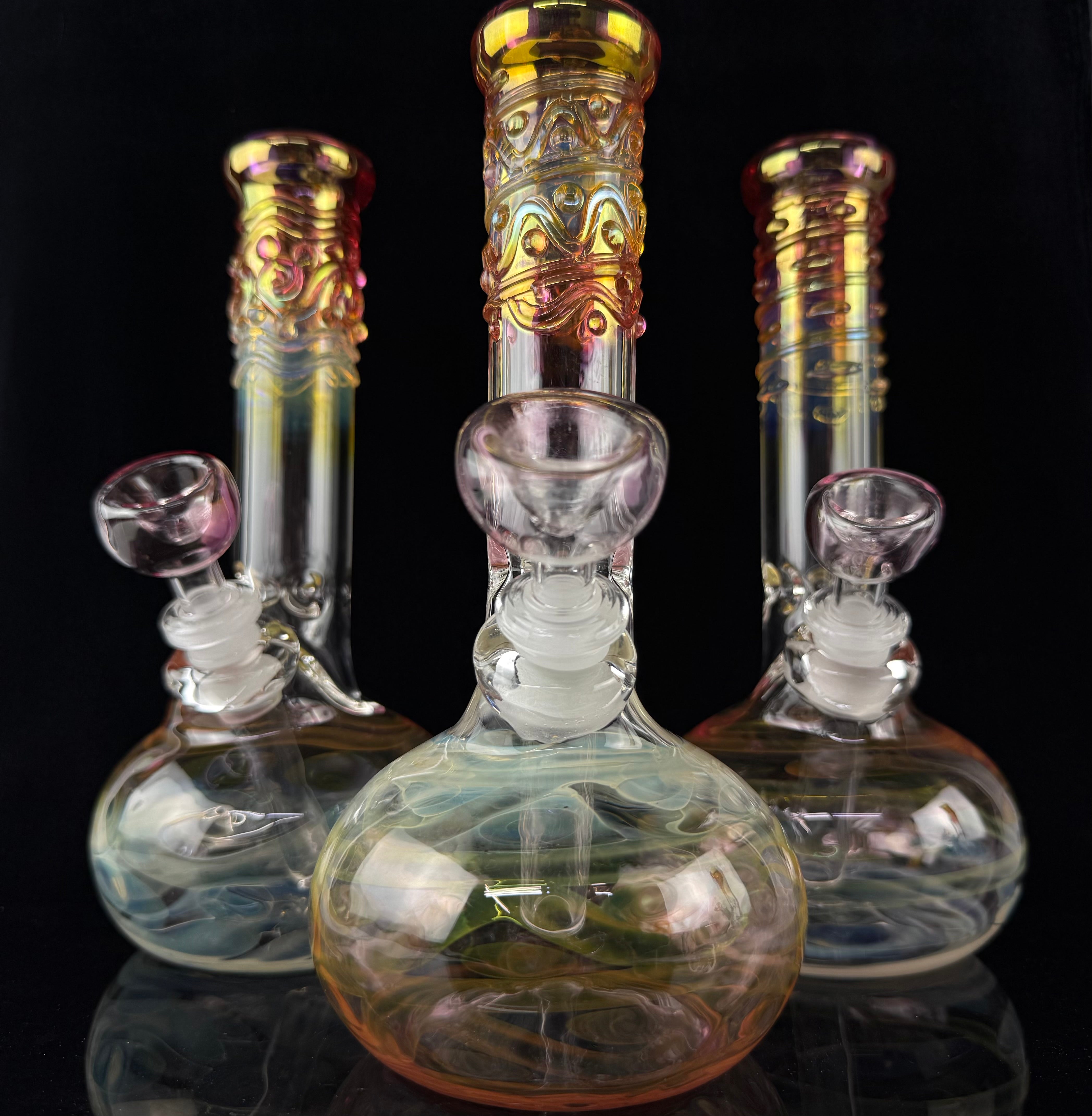 Gold Fumed 32mm Single Bubble Waterpipe by Mary Jane's Glass