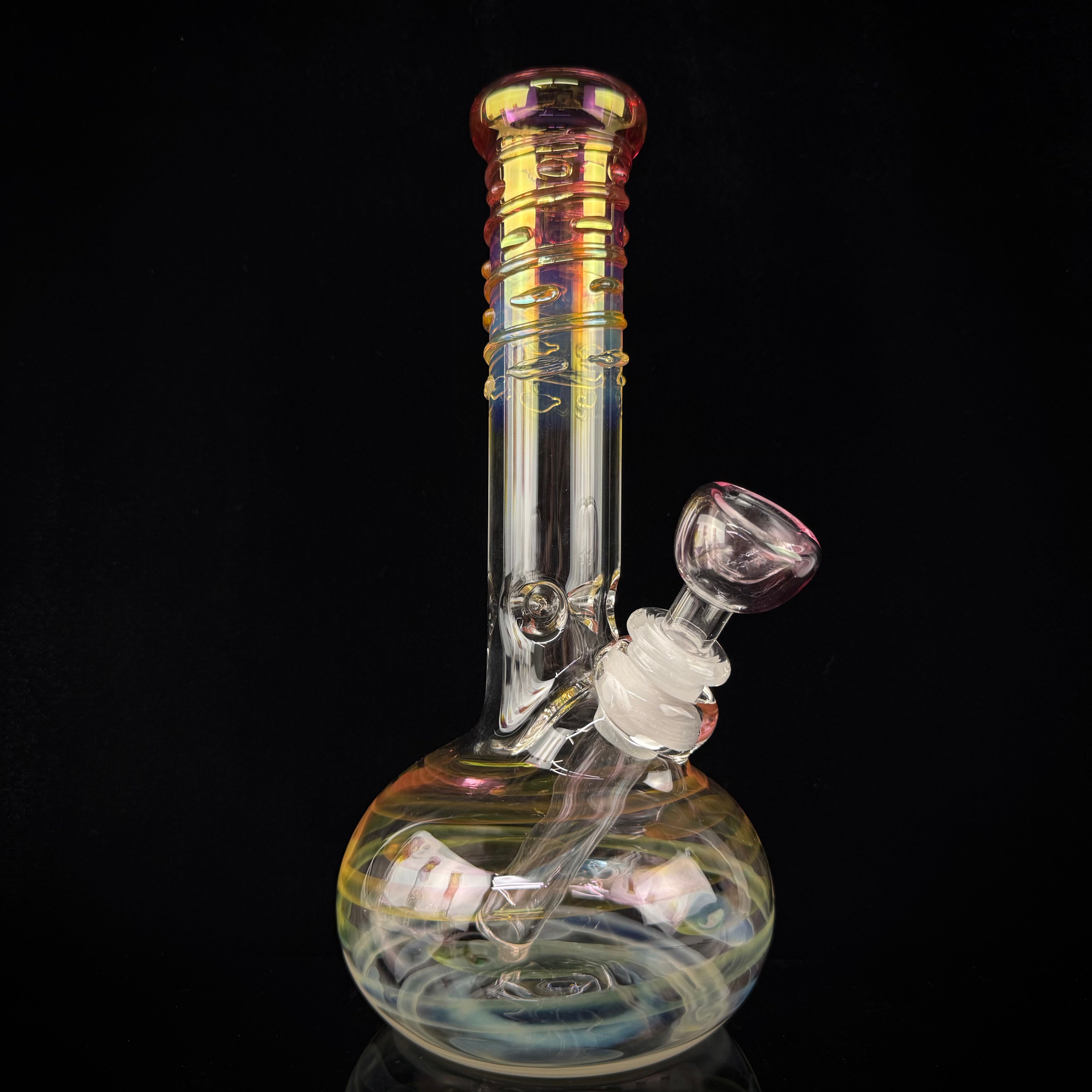 Gold Fumed 32mm Single Bubble Waterpipe by Mary Jane's Glass