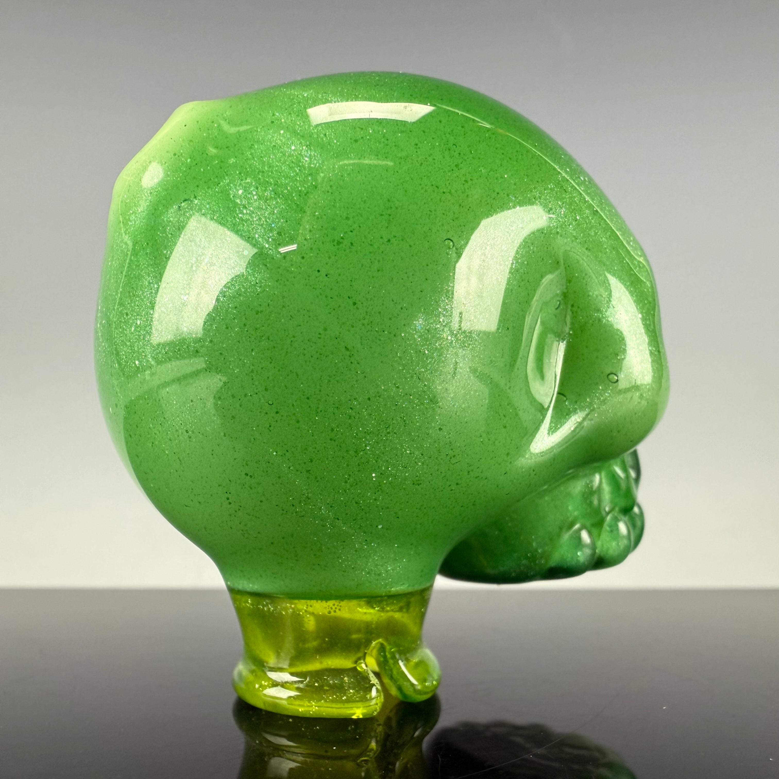 "Green Stardust Mix" Skull Puffco Pivot Top by Carsten Carlile