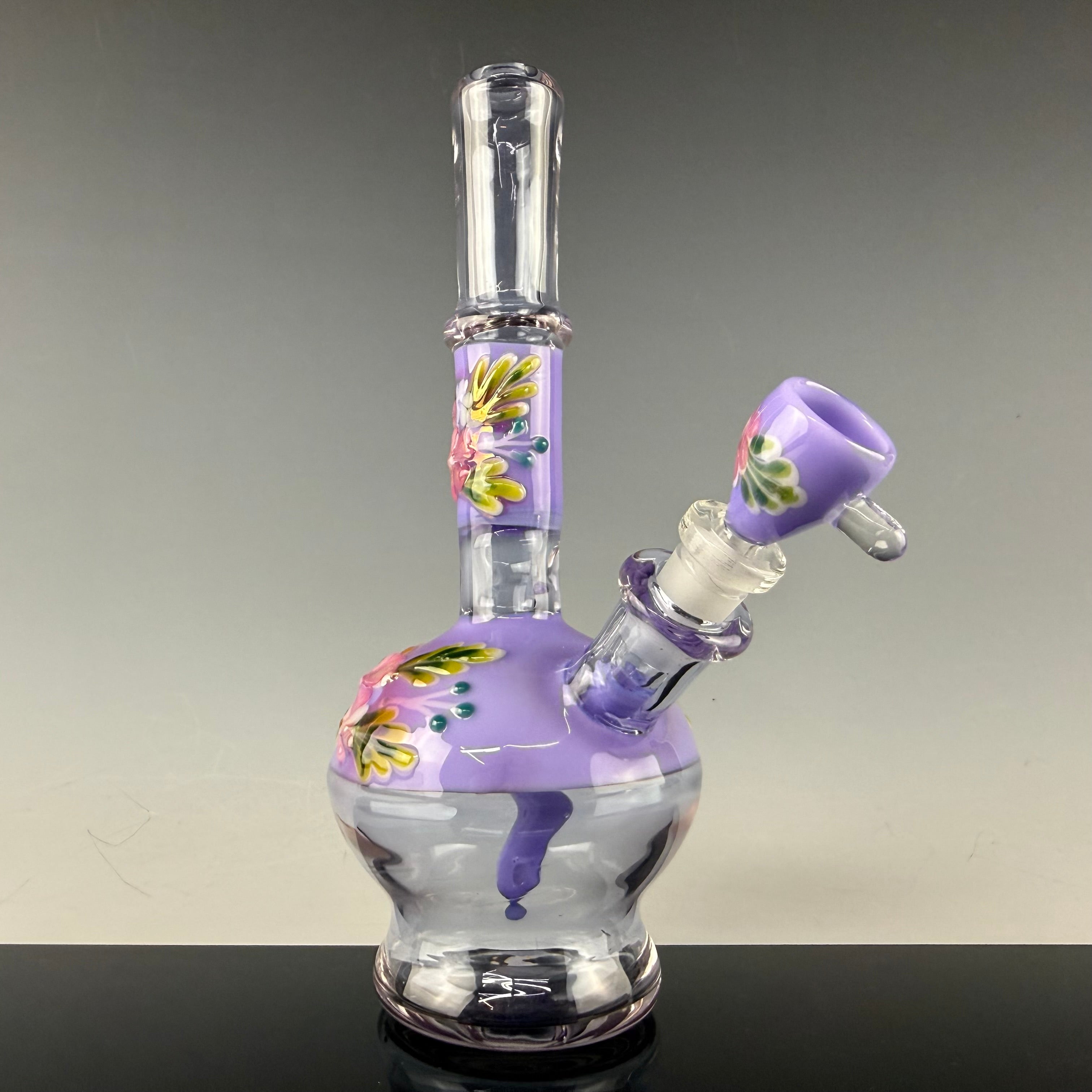 Purple "Floral" Flask by Sarita Glass