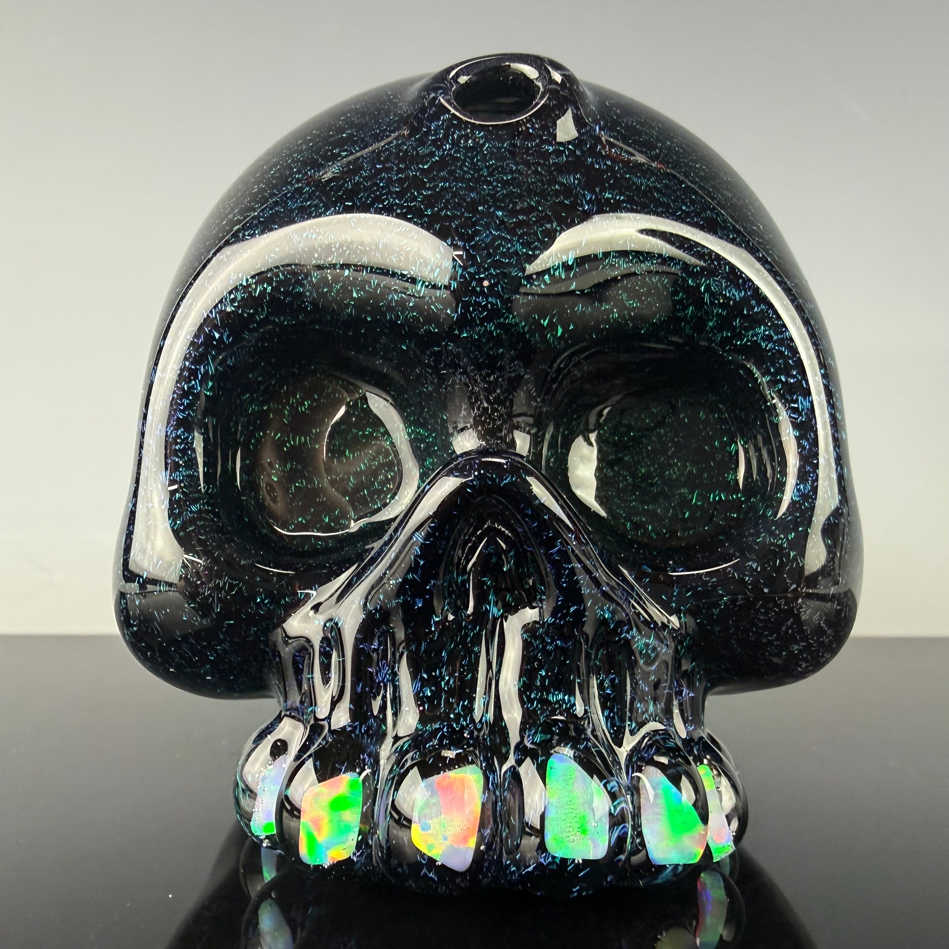 "Green Dichroic over Black" Skull Shredder by Carsten Carlile