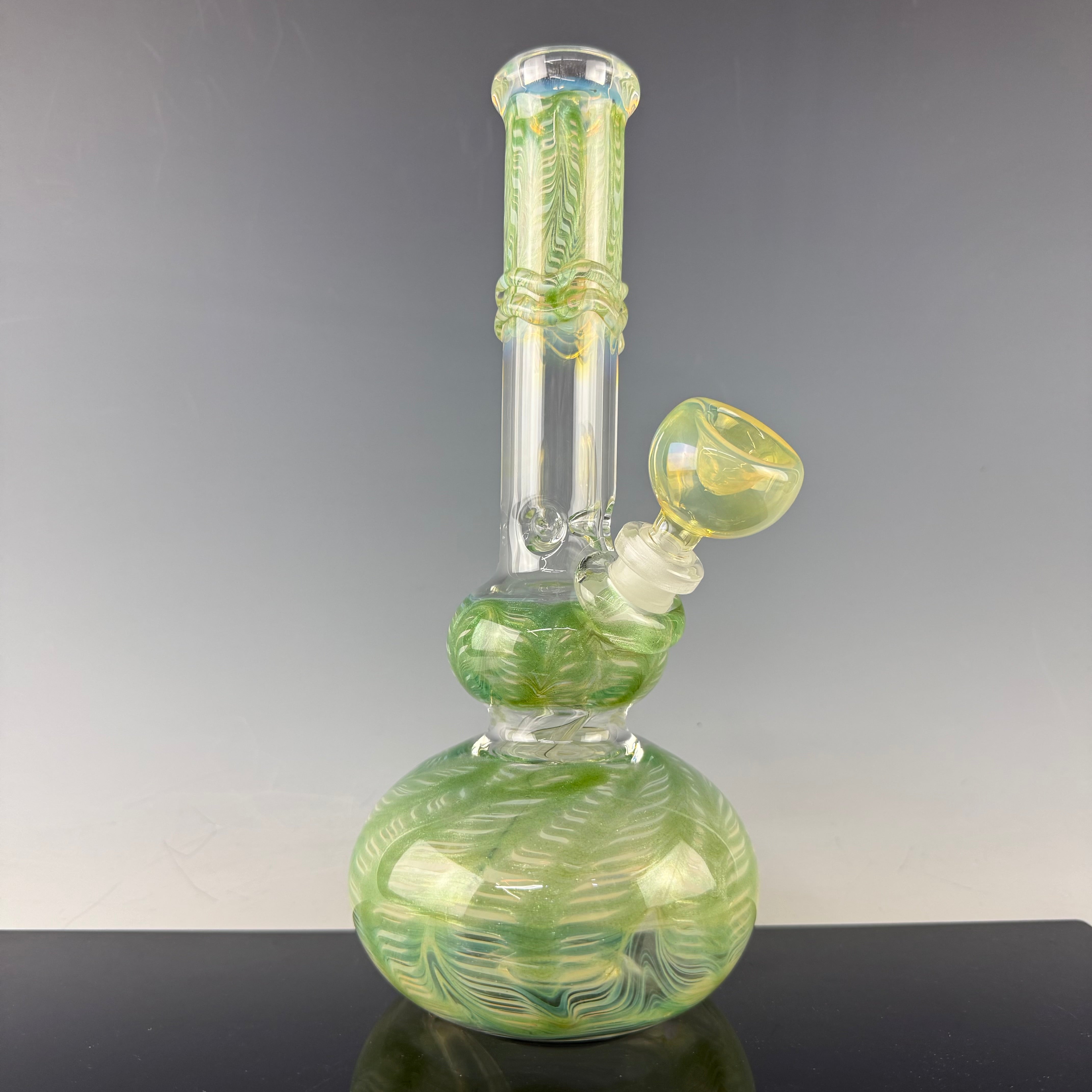 Wrap & Rake 32mm Double Bubble Waterpipe by Mary Jane's Glass