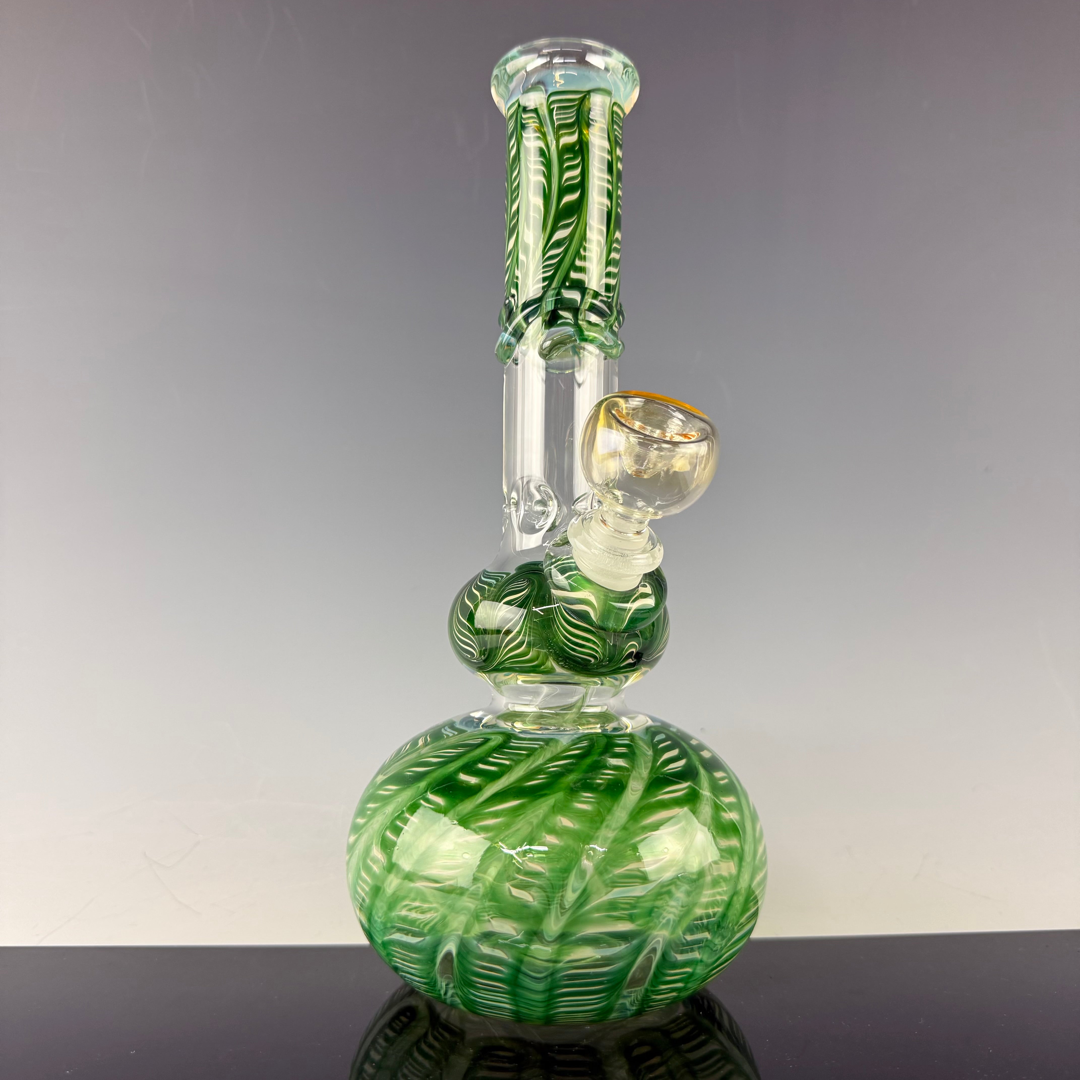 Wrap & Rake 32mm Double Bubble Waterpipe by Mary Jane's Glass