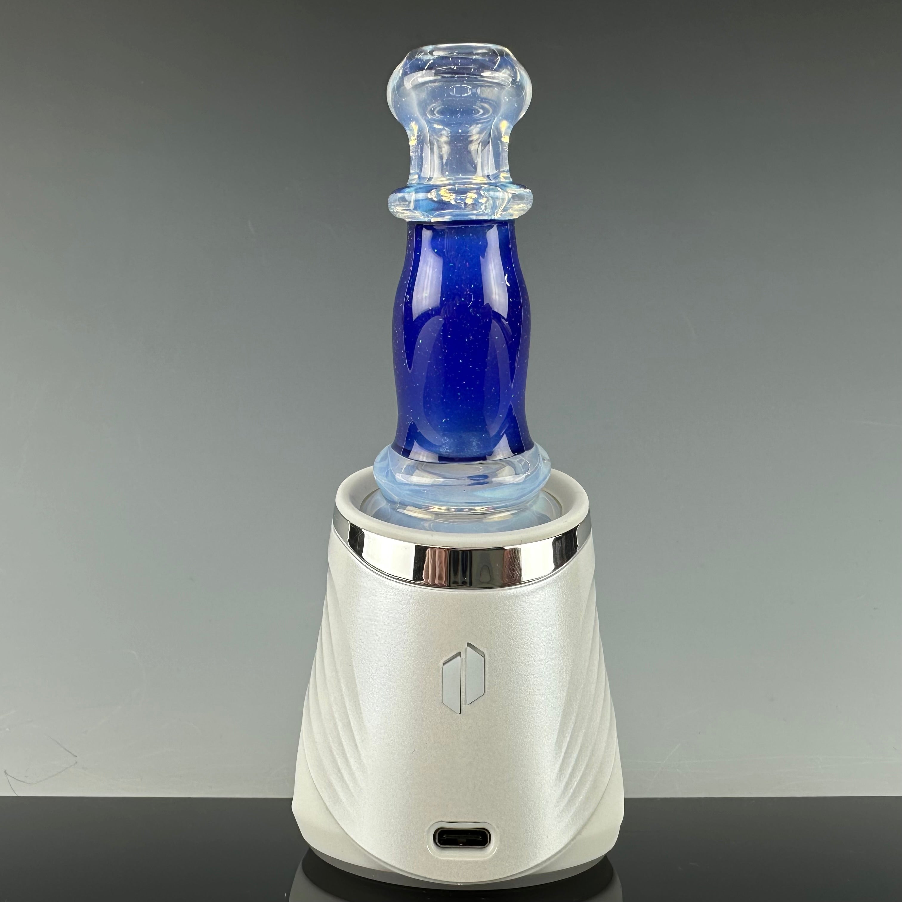 "Ghost Satin & Blue Crushed Opal" Puffco Dry Top by Avalon Glass