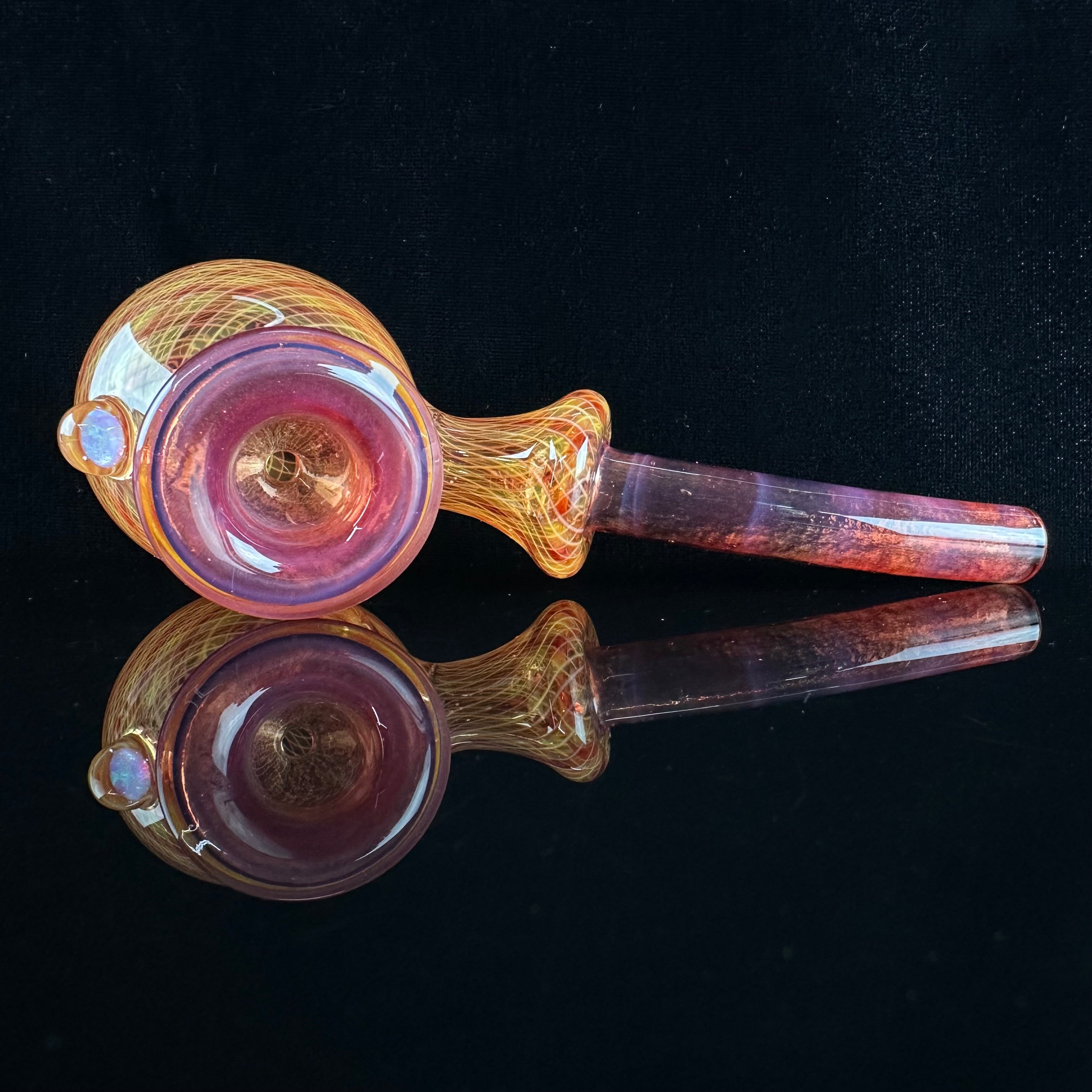 "Phoenix over Icy White Satin" Reticello Sherlock by Crux Glass