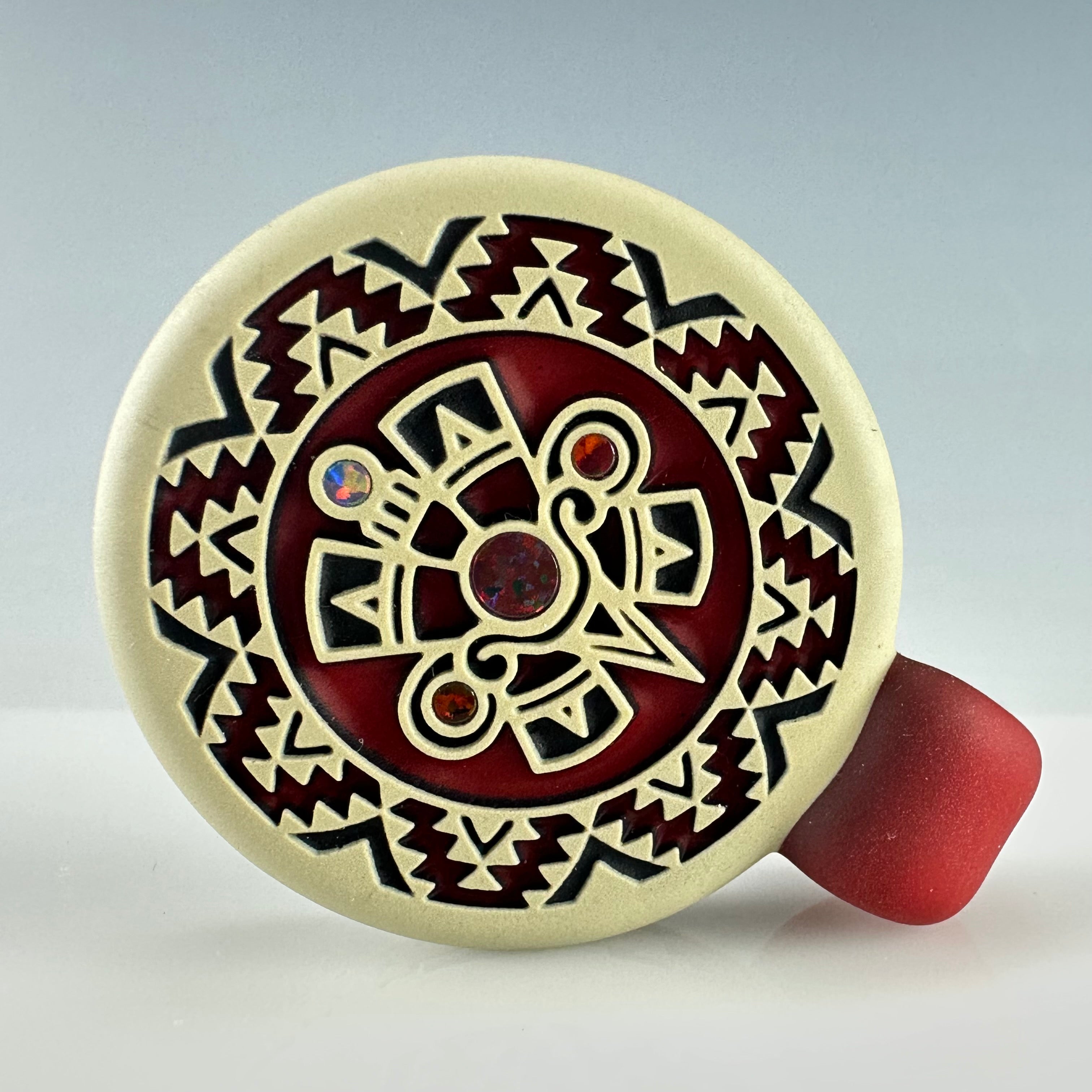 "Nahui Ollin" Sandblasted Pendant by GlassMaze