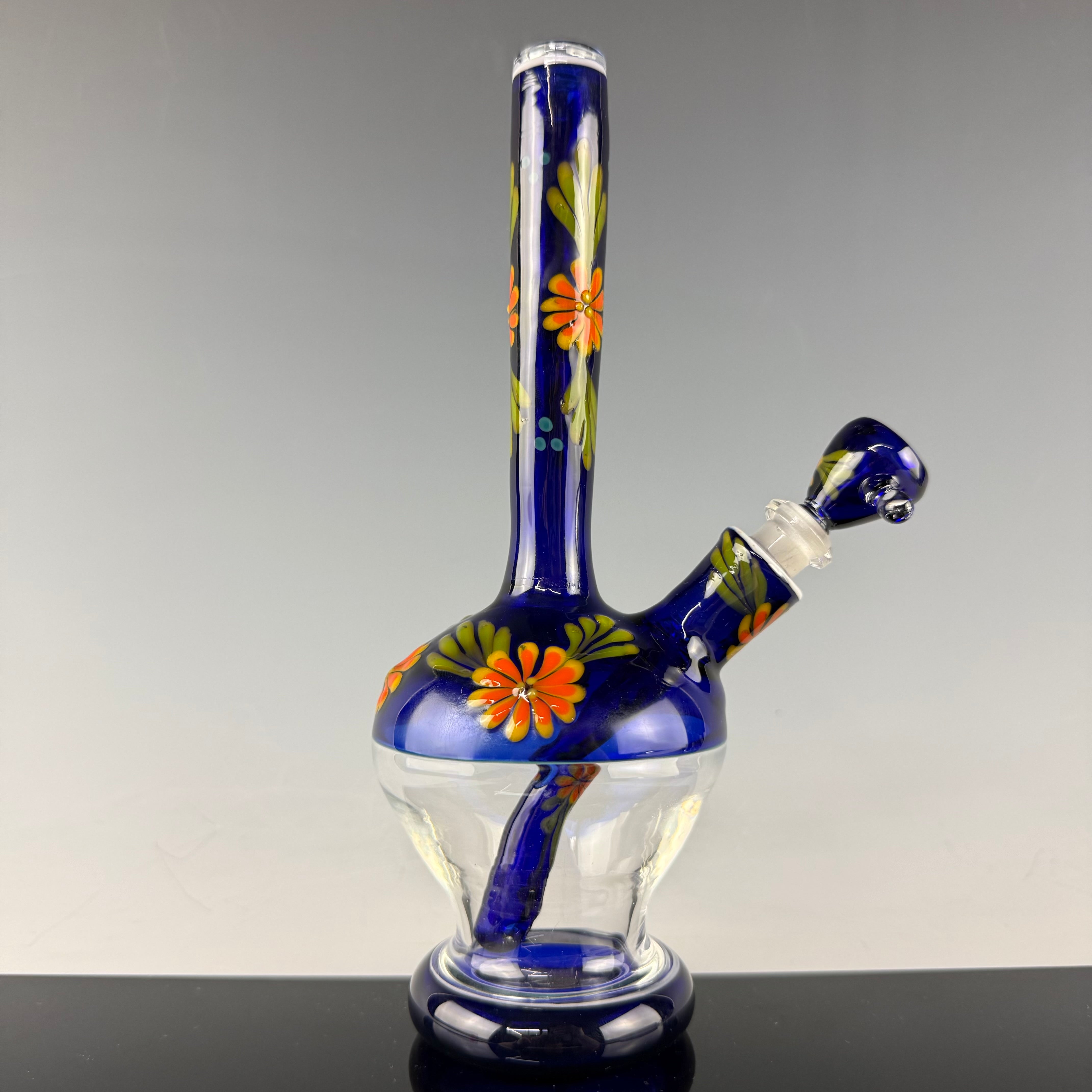 Cobalt "Floral" Flask by Sarita Glass