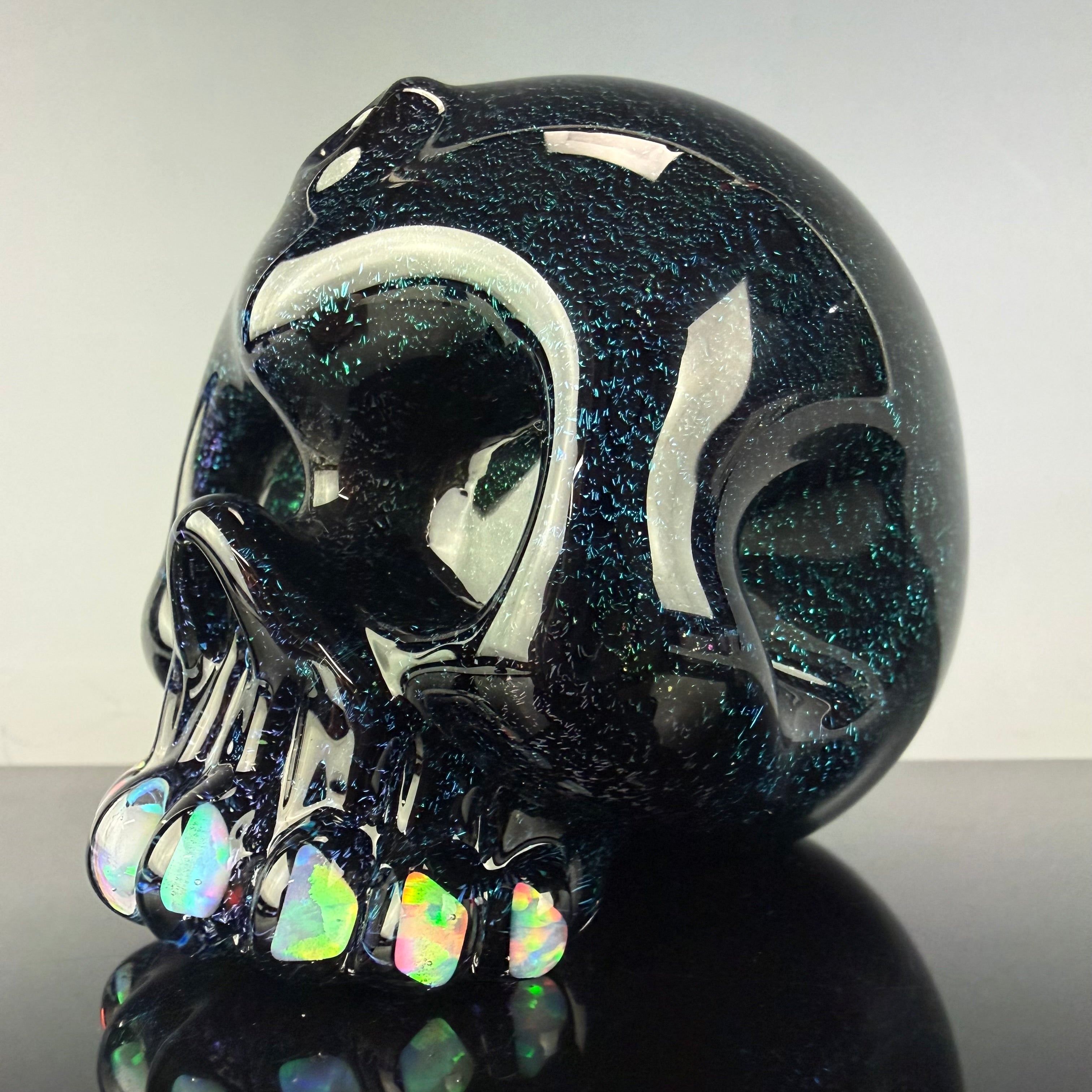 "Green Dichroic over Black" Skull Shredder by Carsten Carlile
