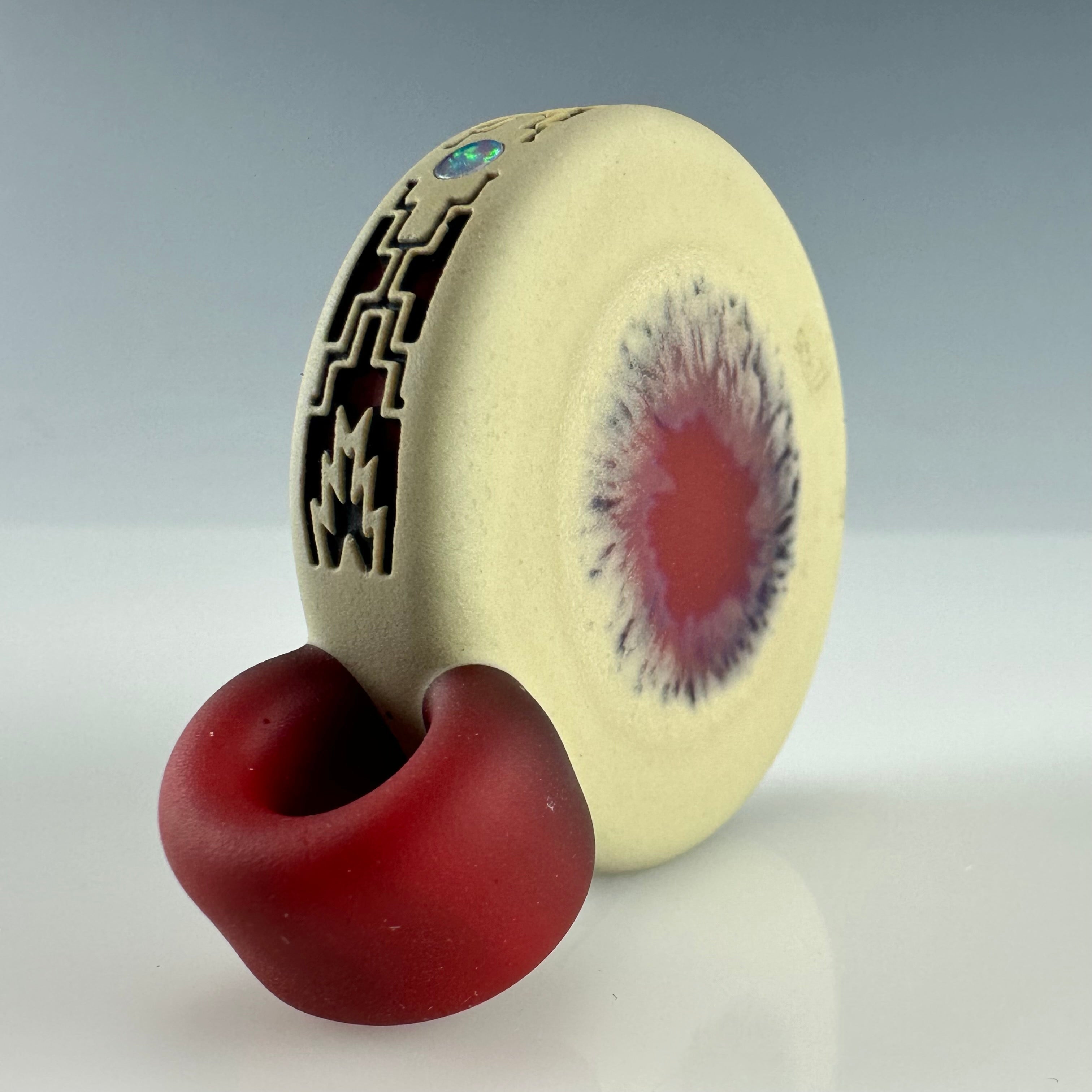"Nahui Ollin" Sandblasted Pendant by GlassMaze