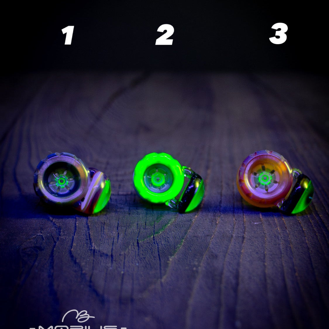 Coldworked 14mm "Elements" Color Multi-hole Slide by Mobius Glass