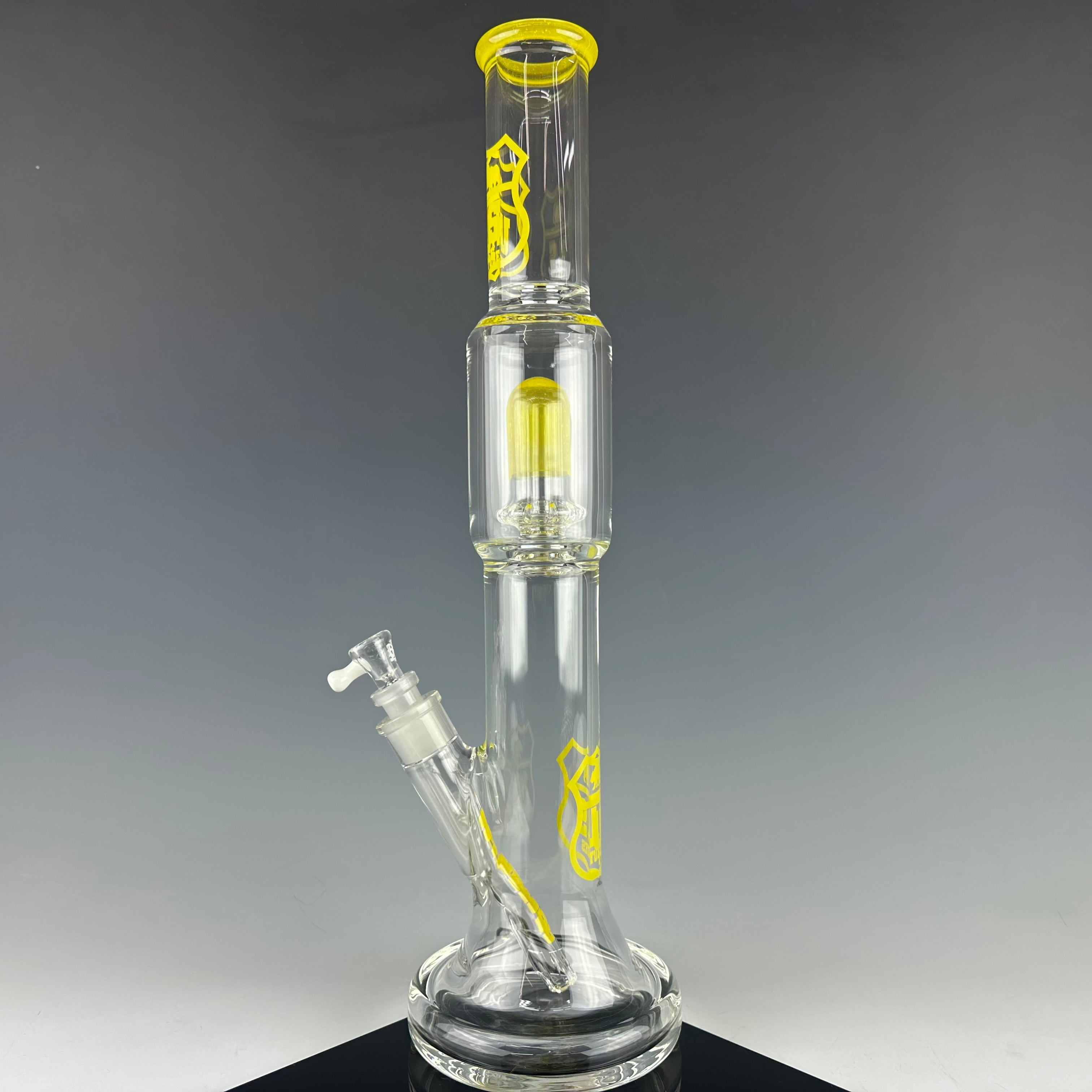 "Yellow" Accented Circ to Hybrid Base Waterpipe by US Tubes