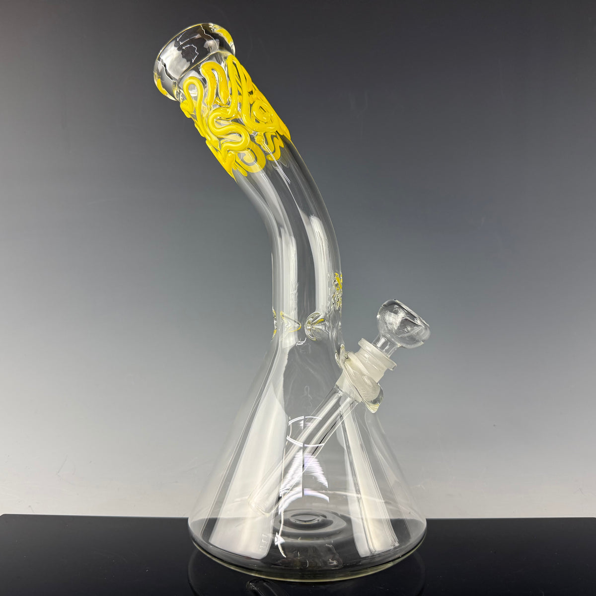 Worked Top 38mm Bent Neck Beaker Waterpipe by Mary Jane's Glass