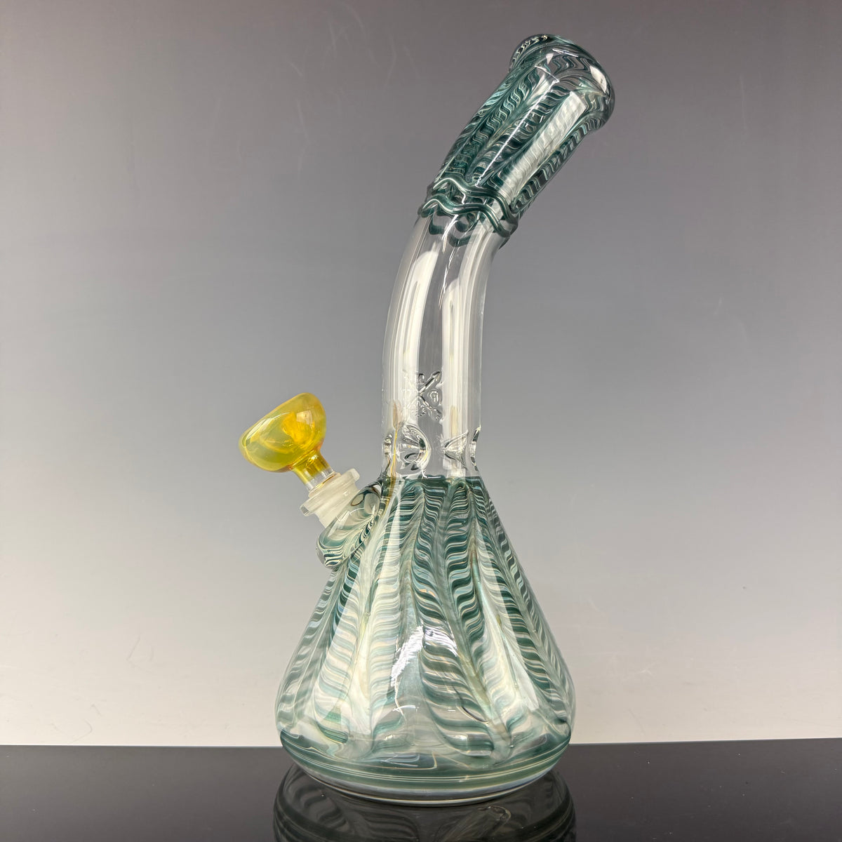 Wrap & Rake 38mm Bent Neck Beaker Waterpipe by Mary Jane's Glass