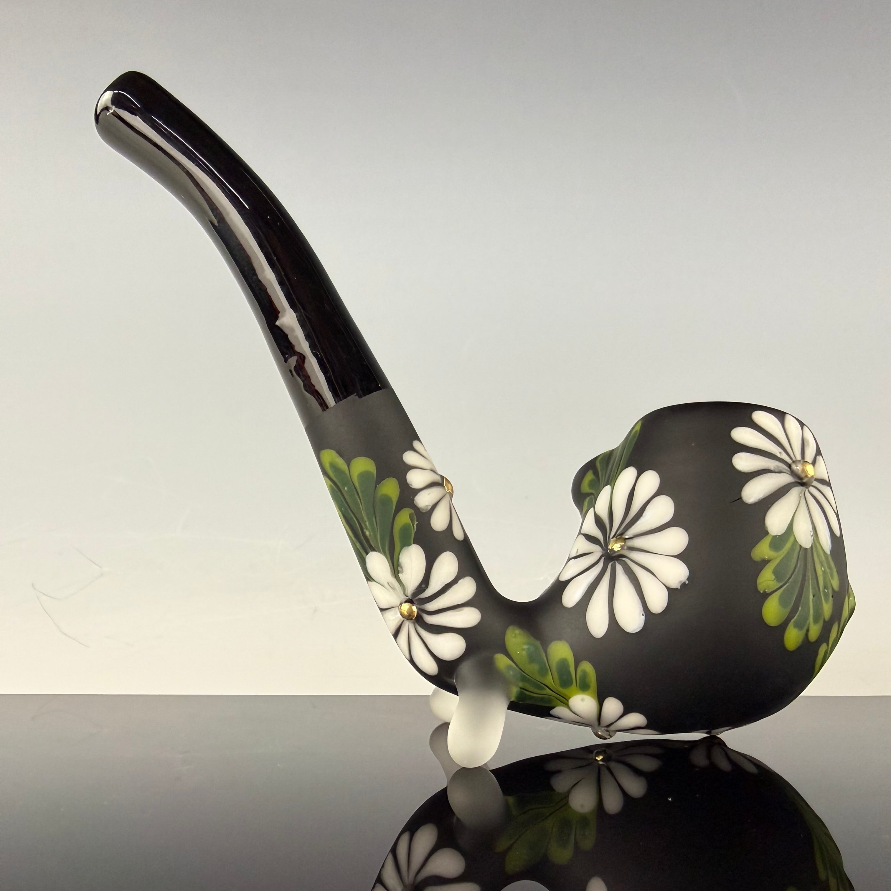 Matte Black "Floral" Sherlock by Sarita Glass