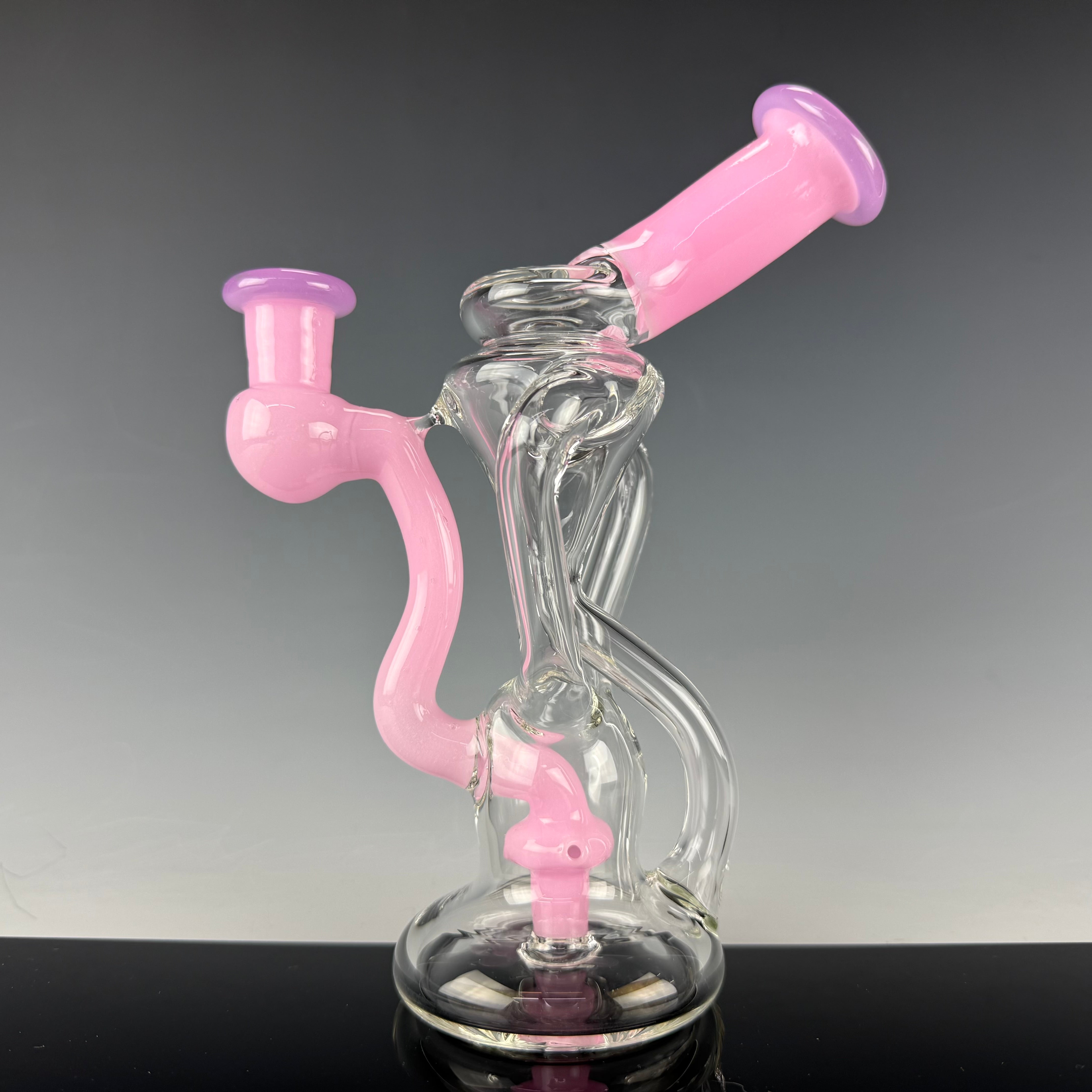 "Pink & Purple" Dual Uptake Floating Recycler by N3rd Glass