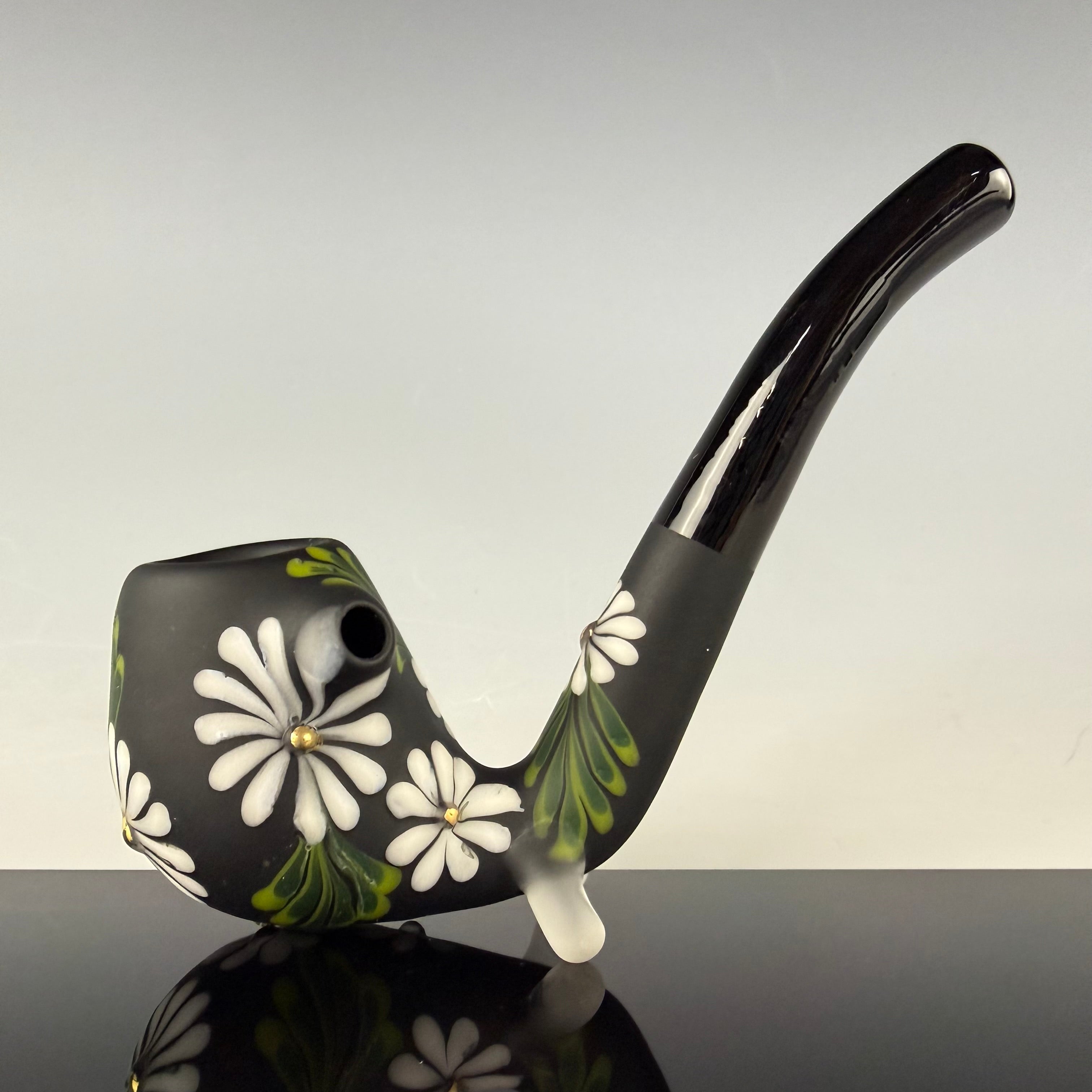 Matte Black "Floral" Sherlock by Sarita Glass