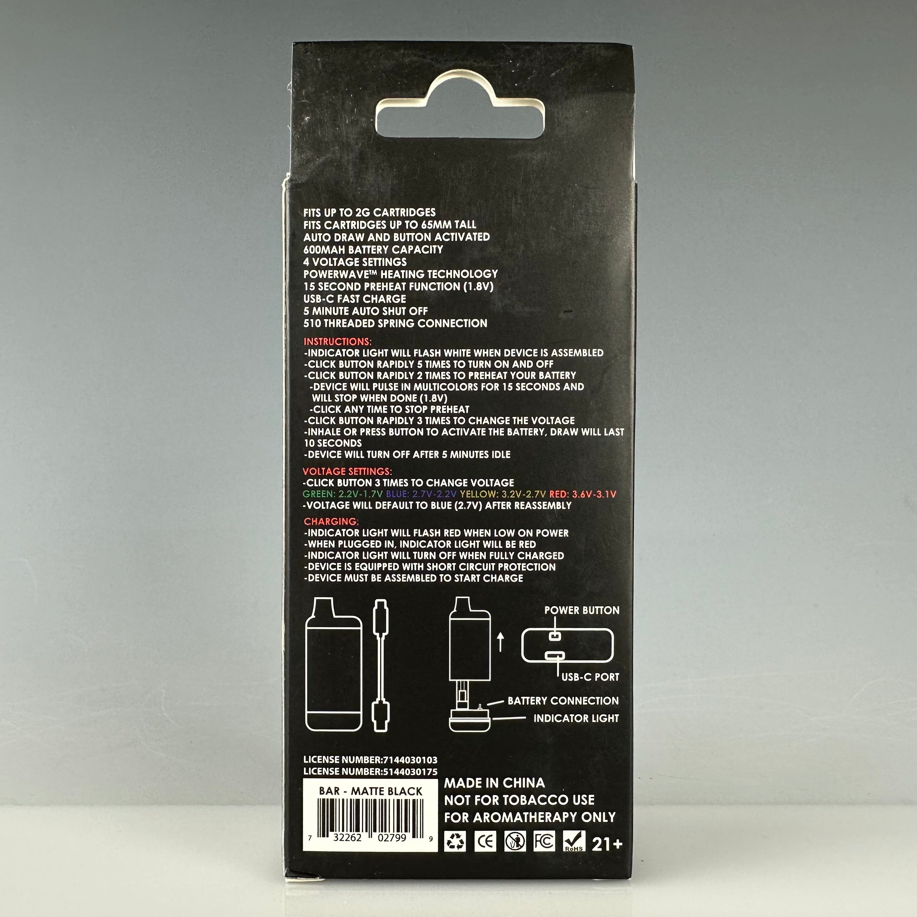 Bar Concealable Variable Voltage 510 Threaded Battery by Rokin