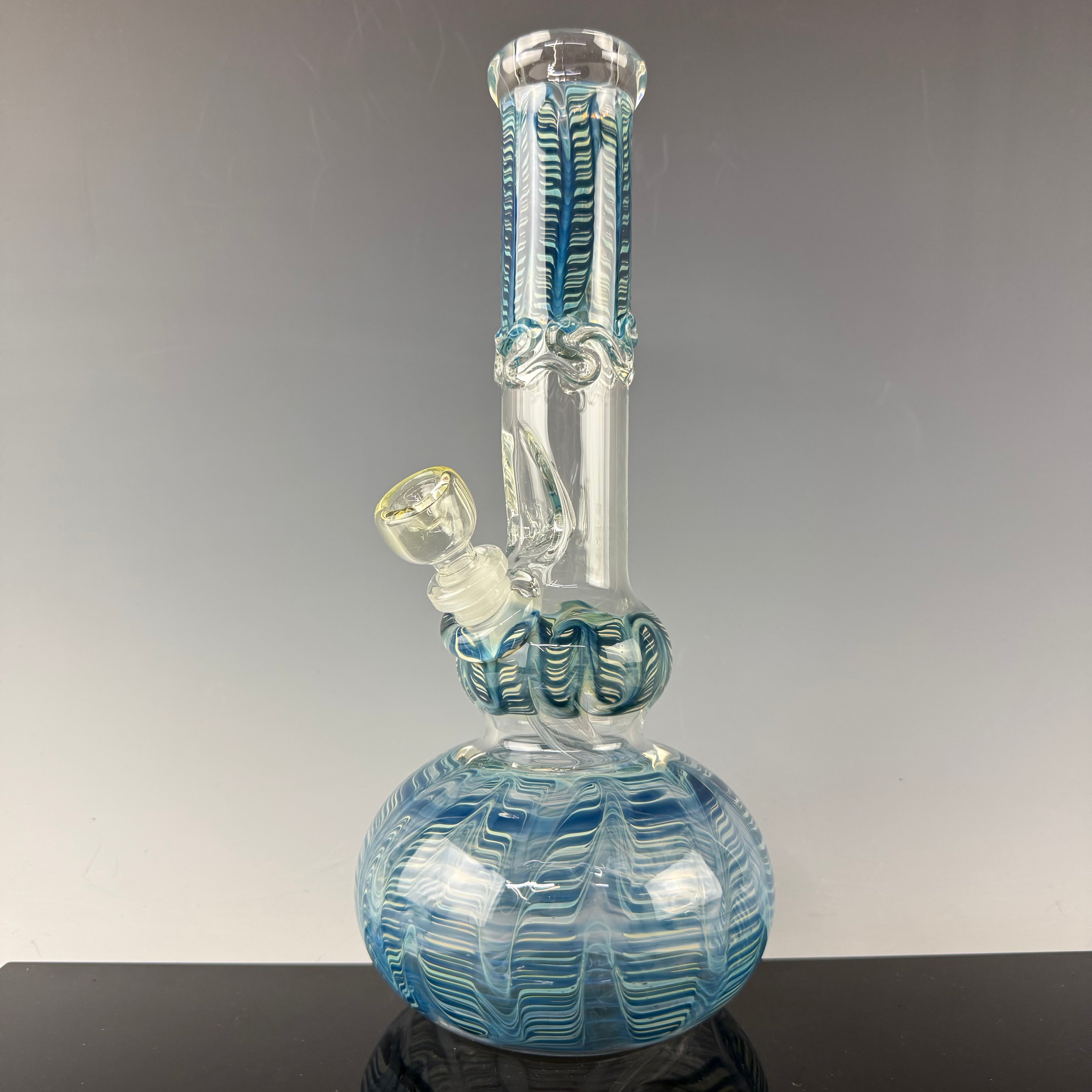 Wrap & Rake 38mm Double Bubble Waterpipe by Mary Jane's Glass